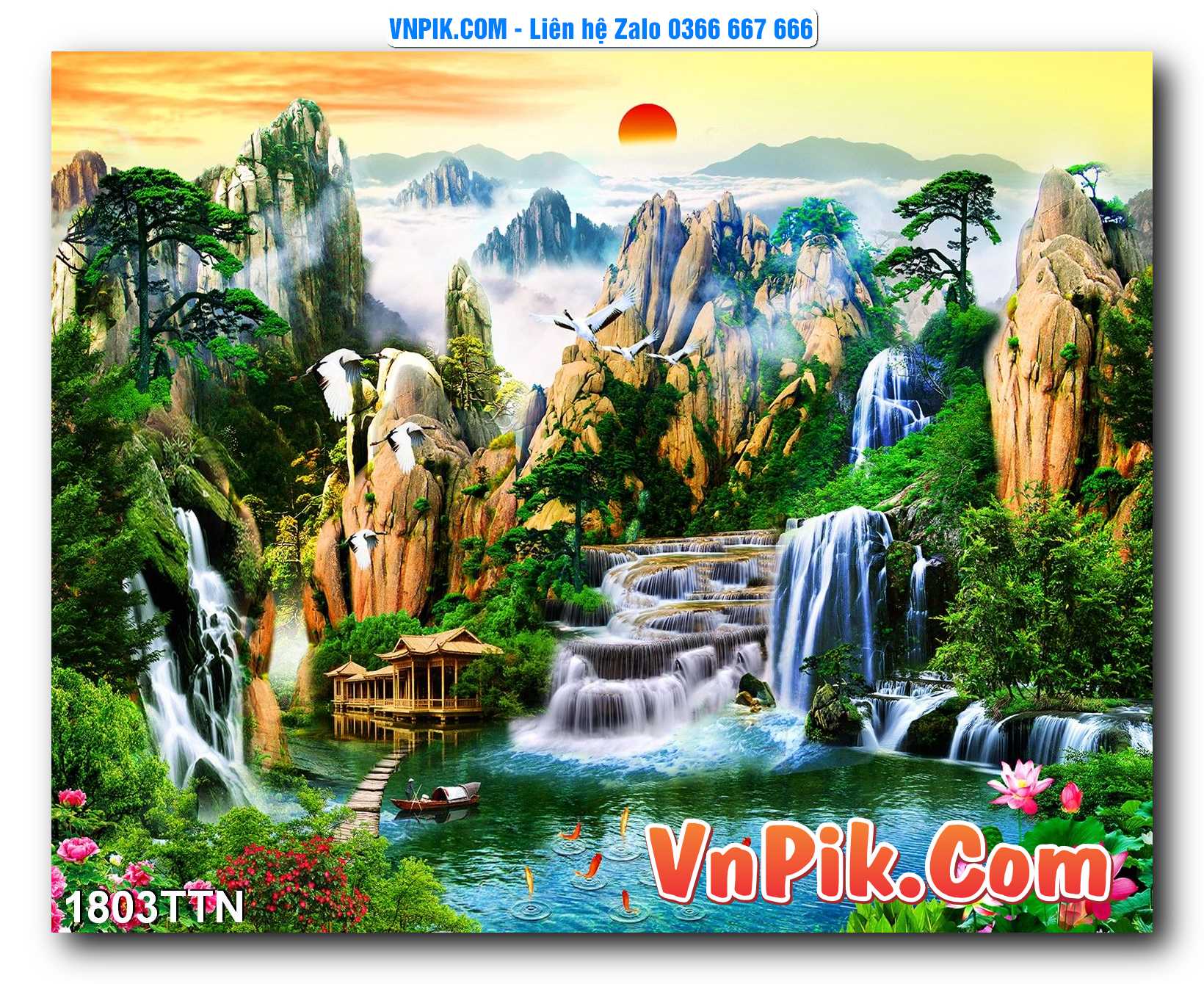 Tranh thác nước – Tranh phong thủy – Tranh treo tường mã 1803TTN
