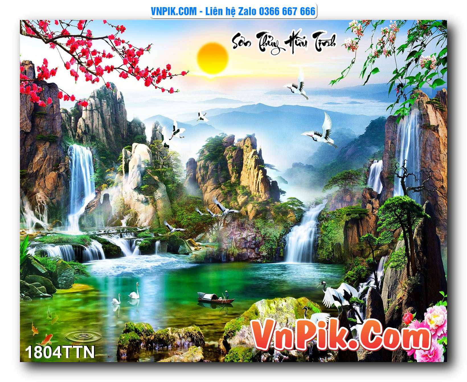 Tranh thác nước – Tranh phong thủy – Tranh treo tường mã 1804TTN