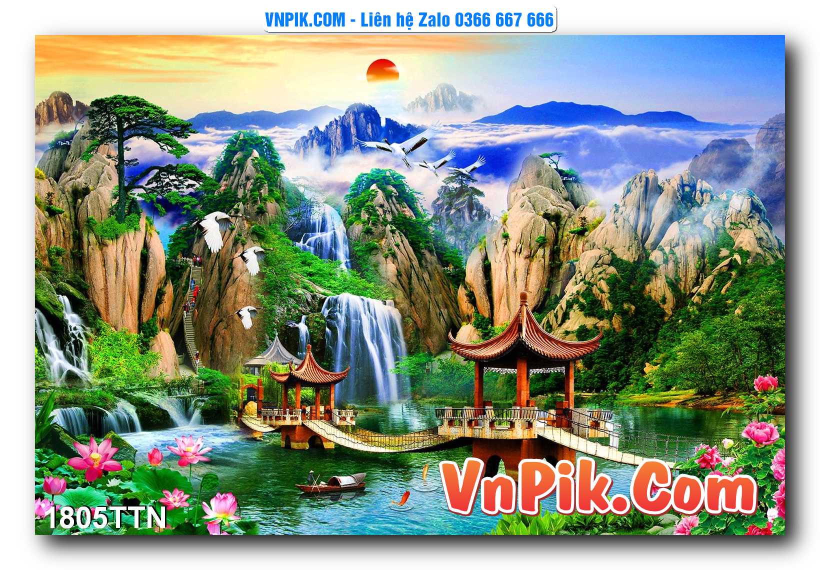 Tranh thác nước – Tranh phong thủy – Tranh treo tường mã 1805TTN