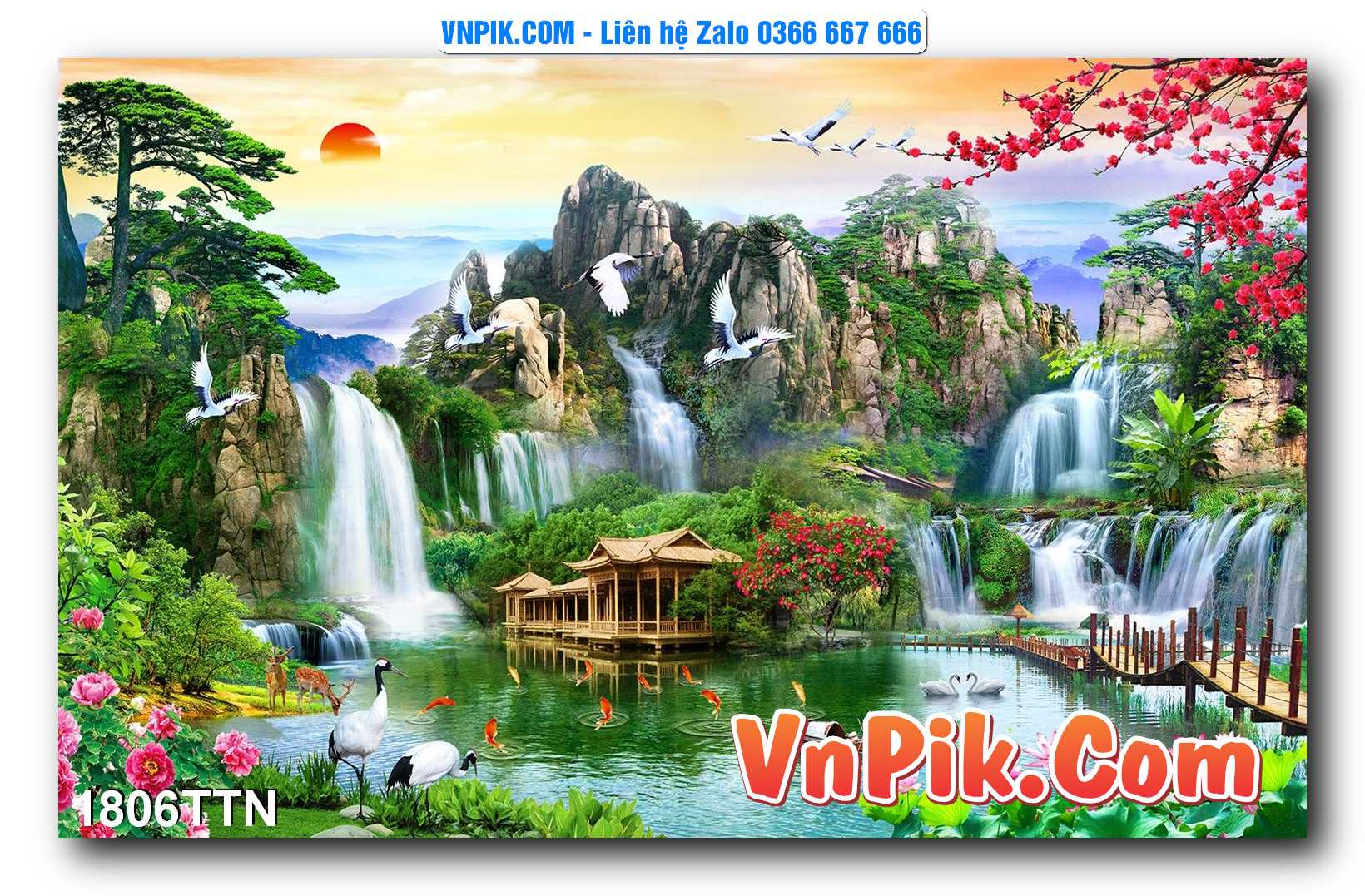 Tranh thác nước – Tranh phong thủy – Tranh treo tường mã 1806TTN