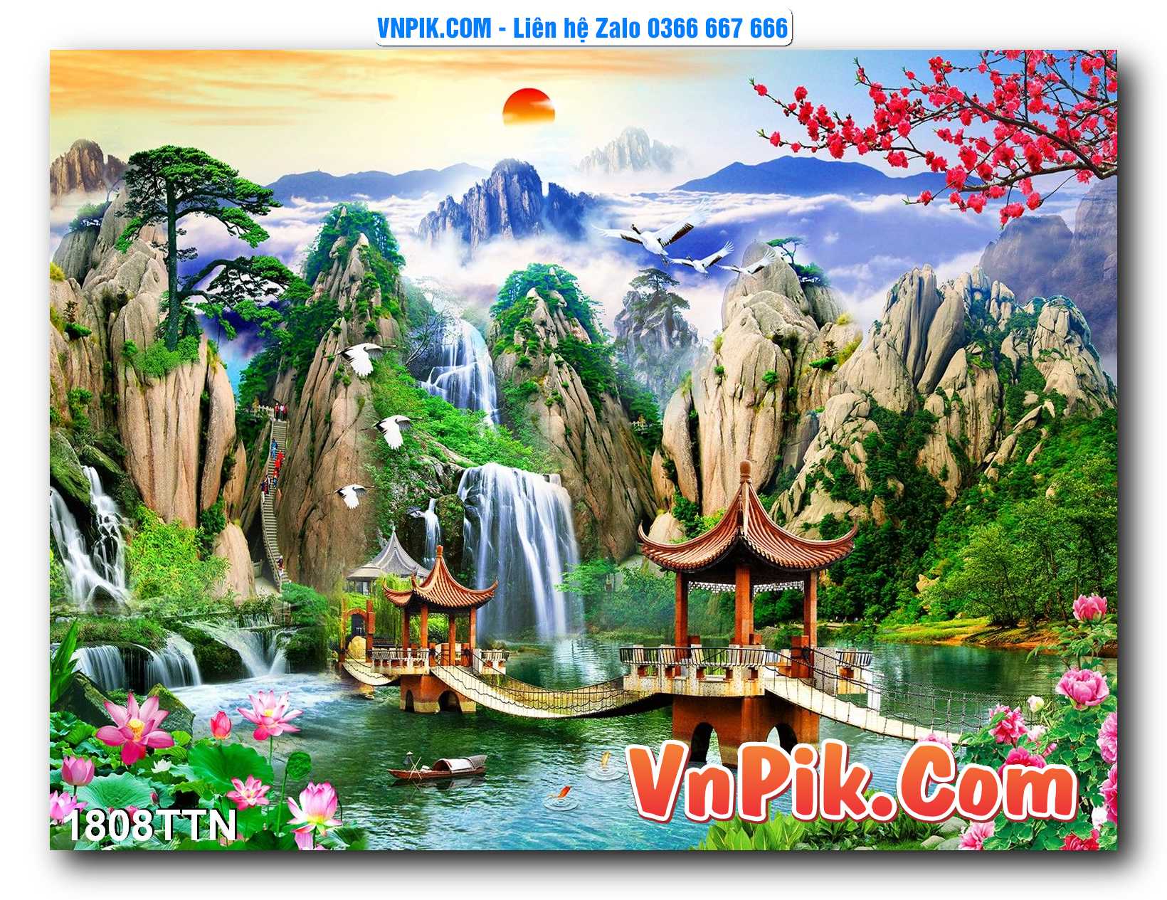 Tranh thác nước – Tranh phong thủy – Tranh treo tường mã 1808TTN