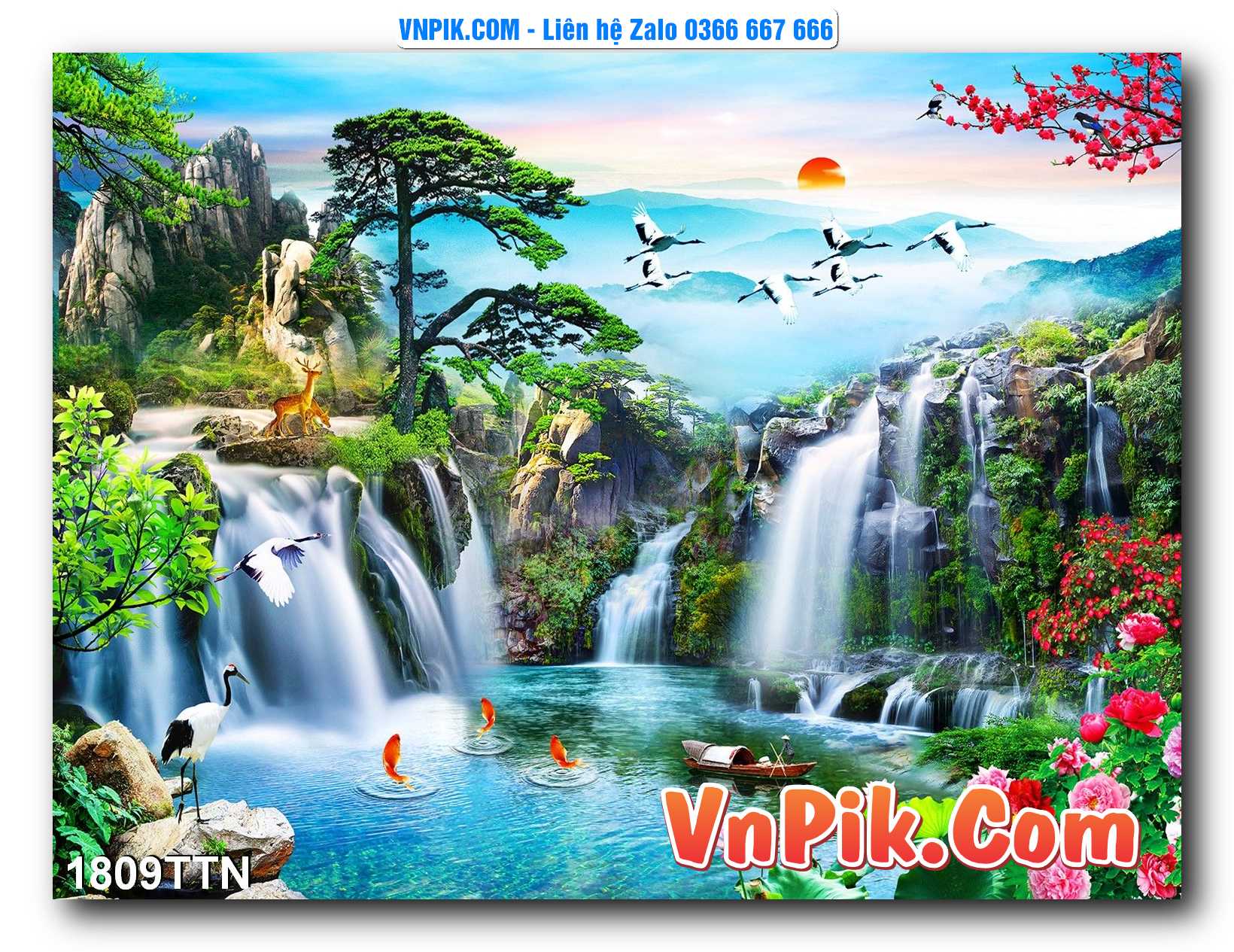 Tranh thác nước – Tranh phong thủy – Tranh treo tường mã 1809TTN
