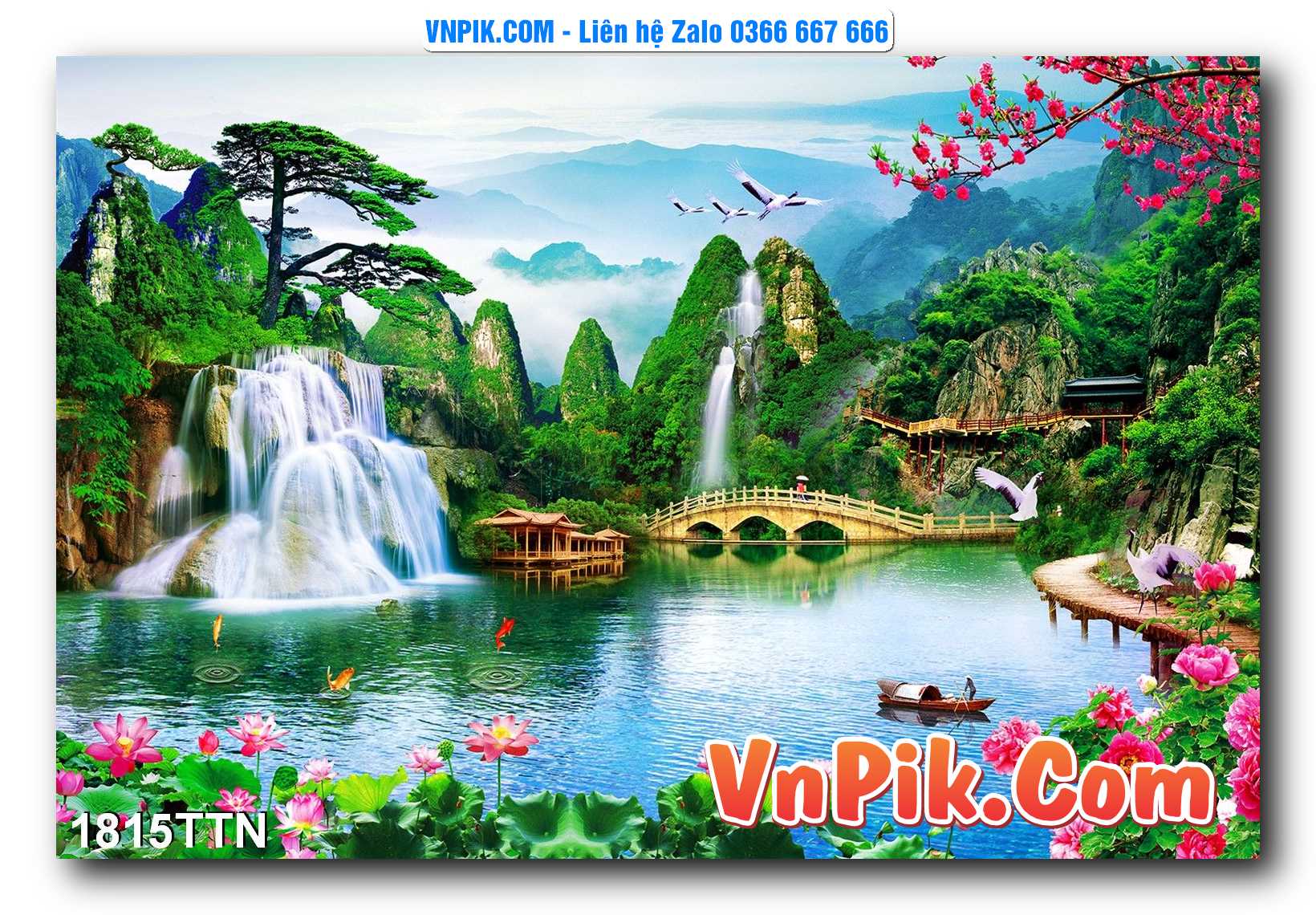 Tranh thác nước – Tranh phong thủy – Tranh treo tường mã 1815TTN