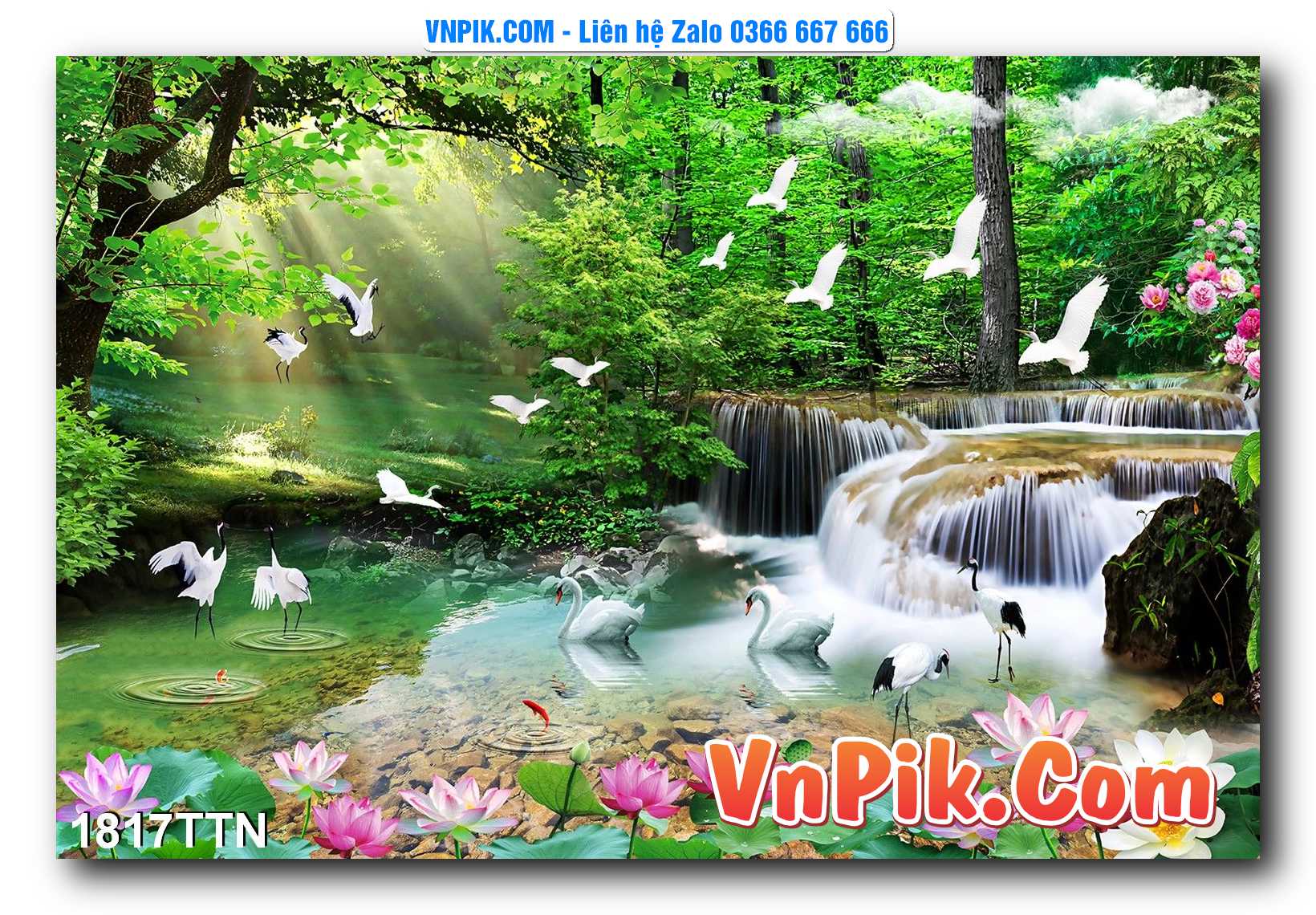 Tranh thác nước – Tranh phong thủy – Tranh treo tường mã 1817TTN