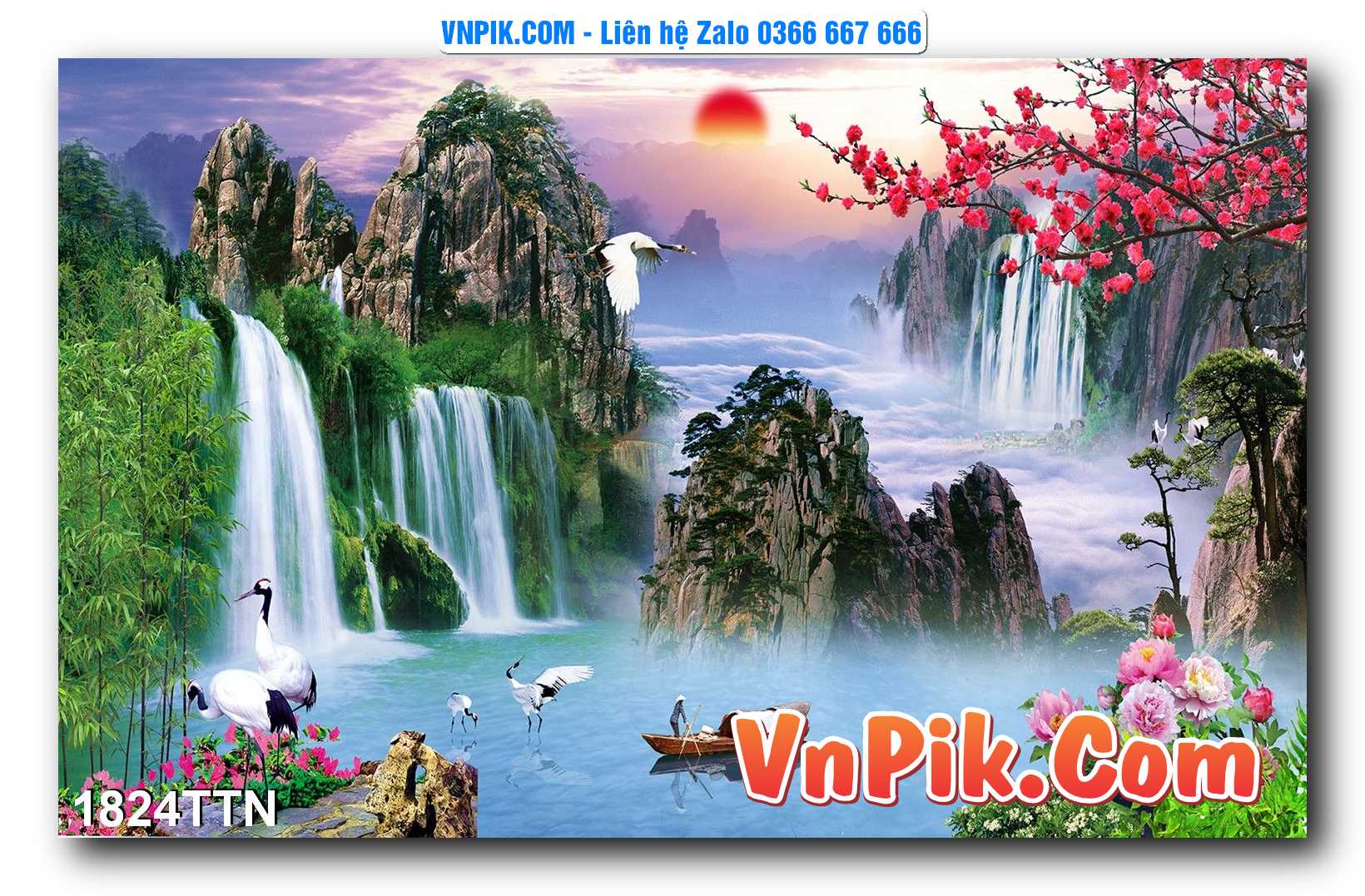 Tranh thác nước – Tranh phong thủy – Tranh treo tường mã 1824TTN