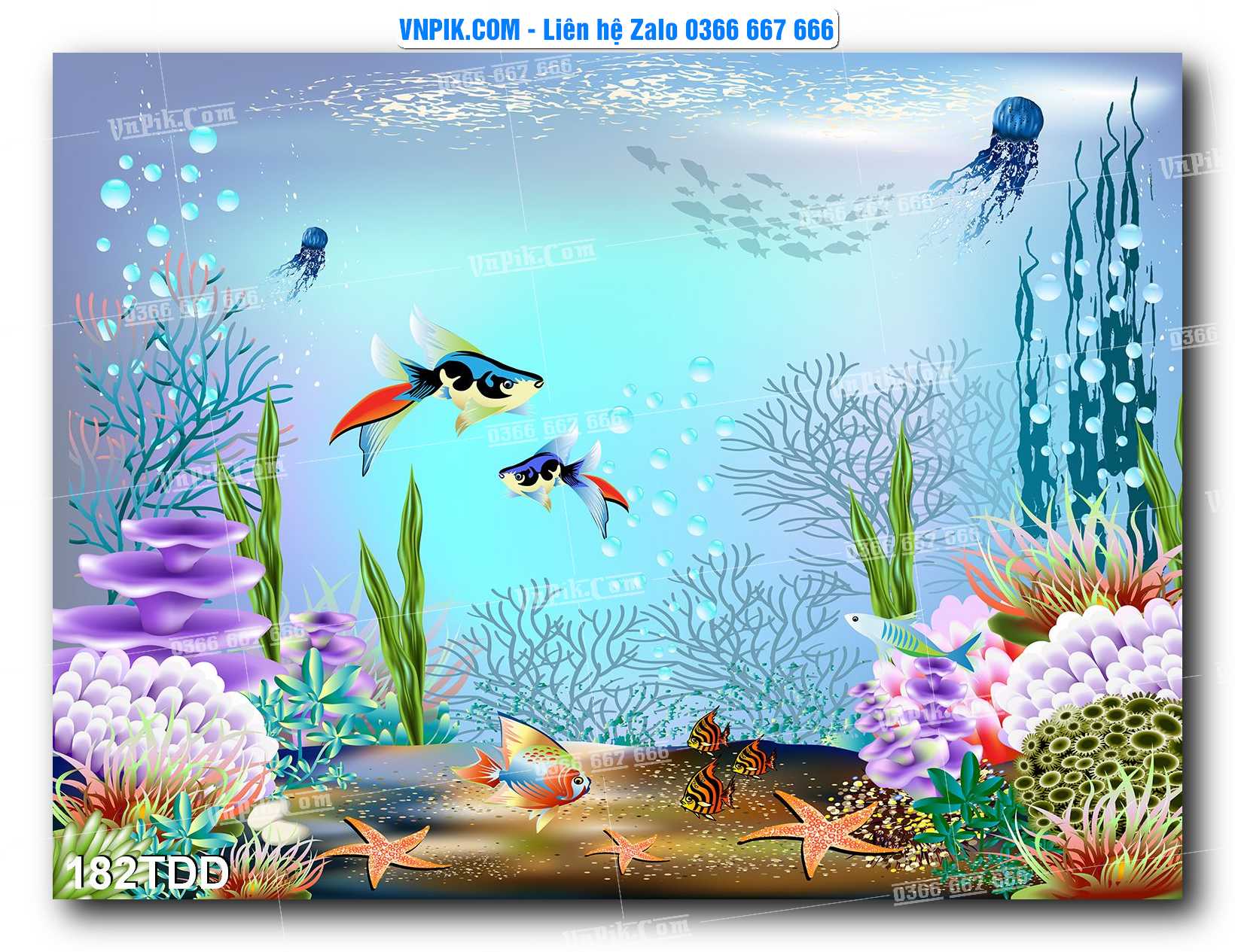 Tranh đại dương – cá heo 3D – tranh bể cá 182TDD