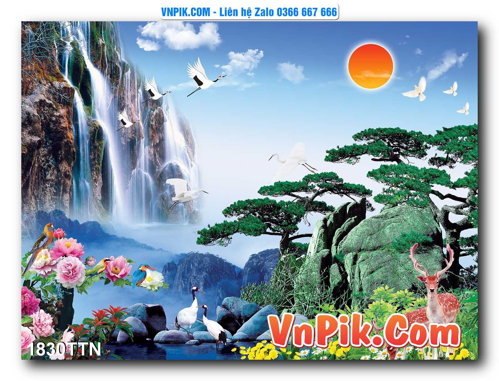 Tranh thác nước – Tranh phong thủy – Tranh treo tường mã 1830TTN