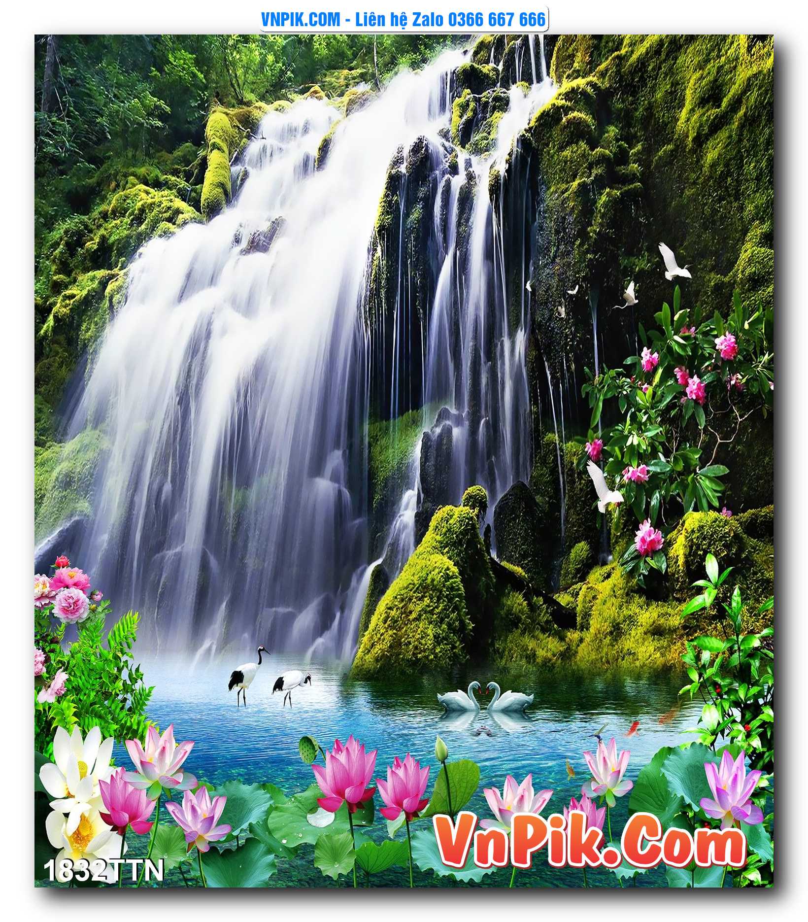 Tranh thác nước – Tranh phong thủy – Tranh treo tường mã 1832TTN