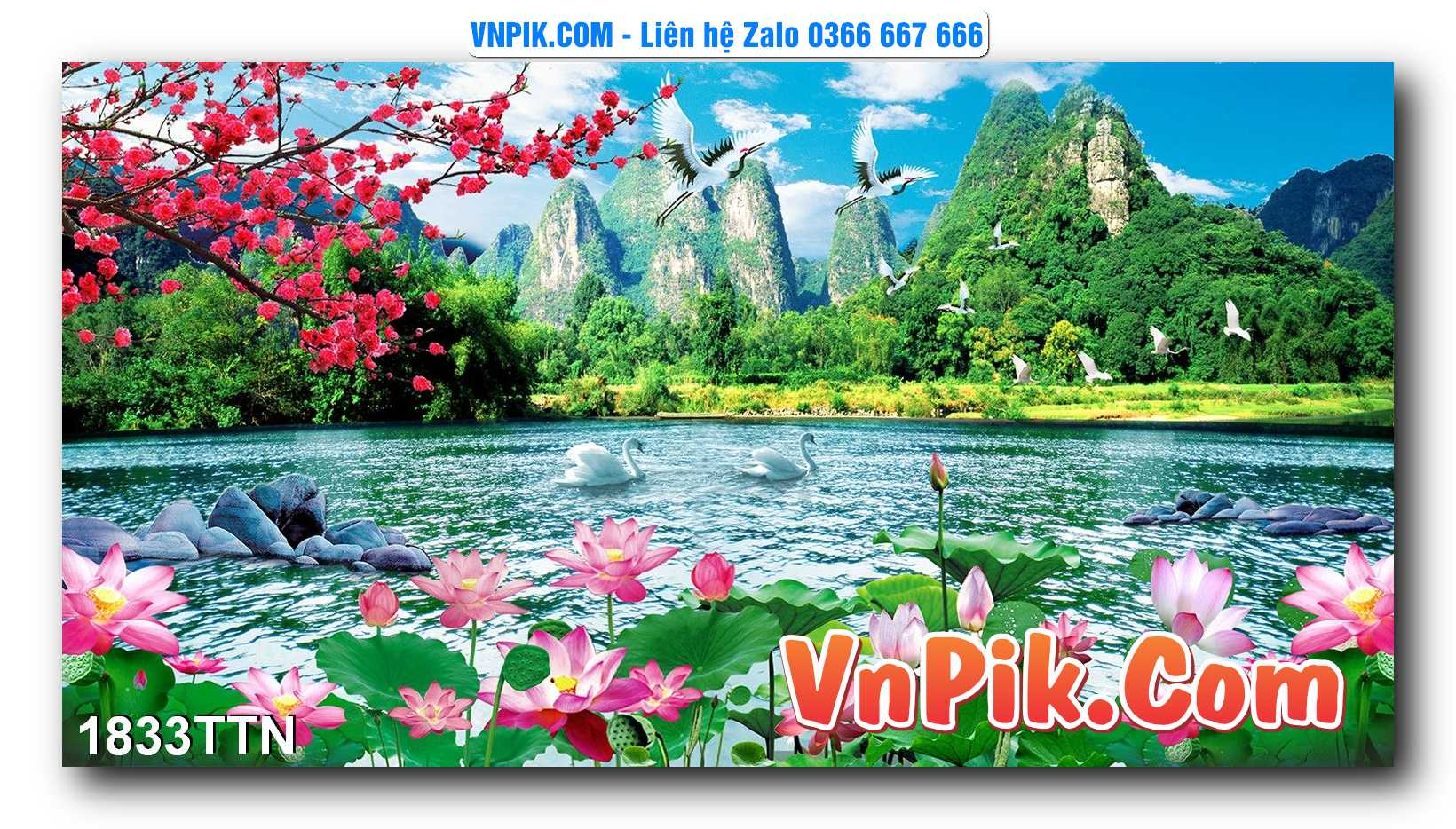 Tranh thác nước – Tranh phong thủy – Tranh treo tường mã 1833TTN