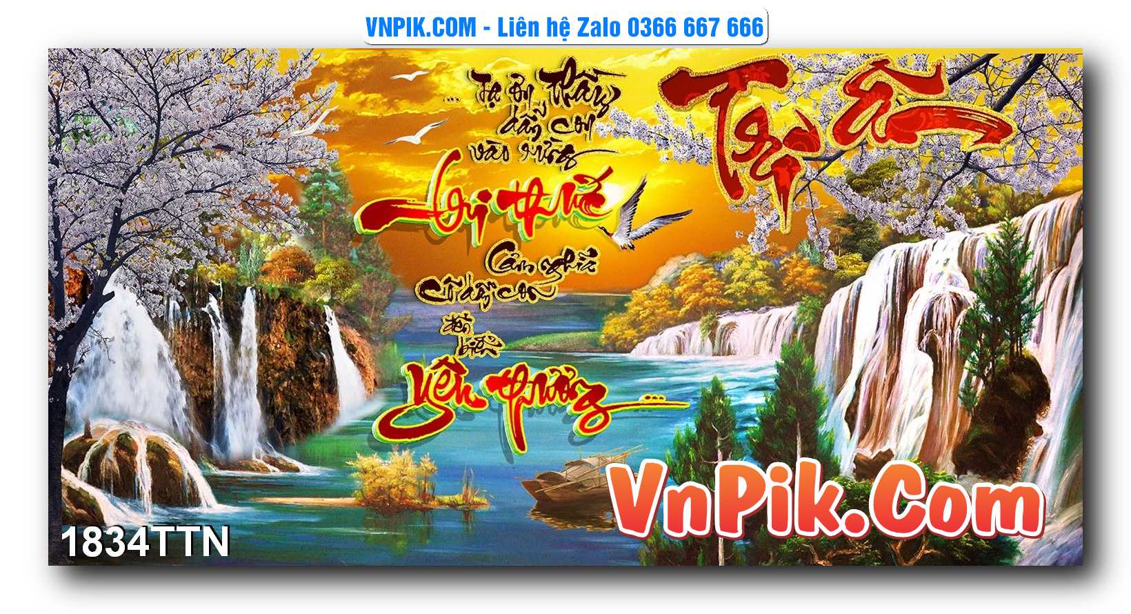 Tranh thác nước – Tranh phong thủy – Tranh treo tường mã 1834TTN