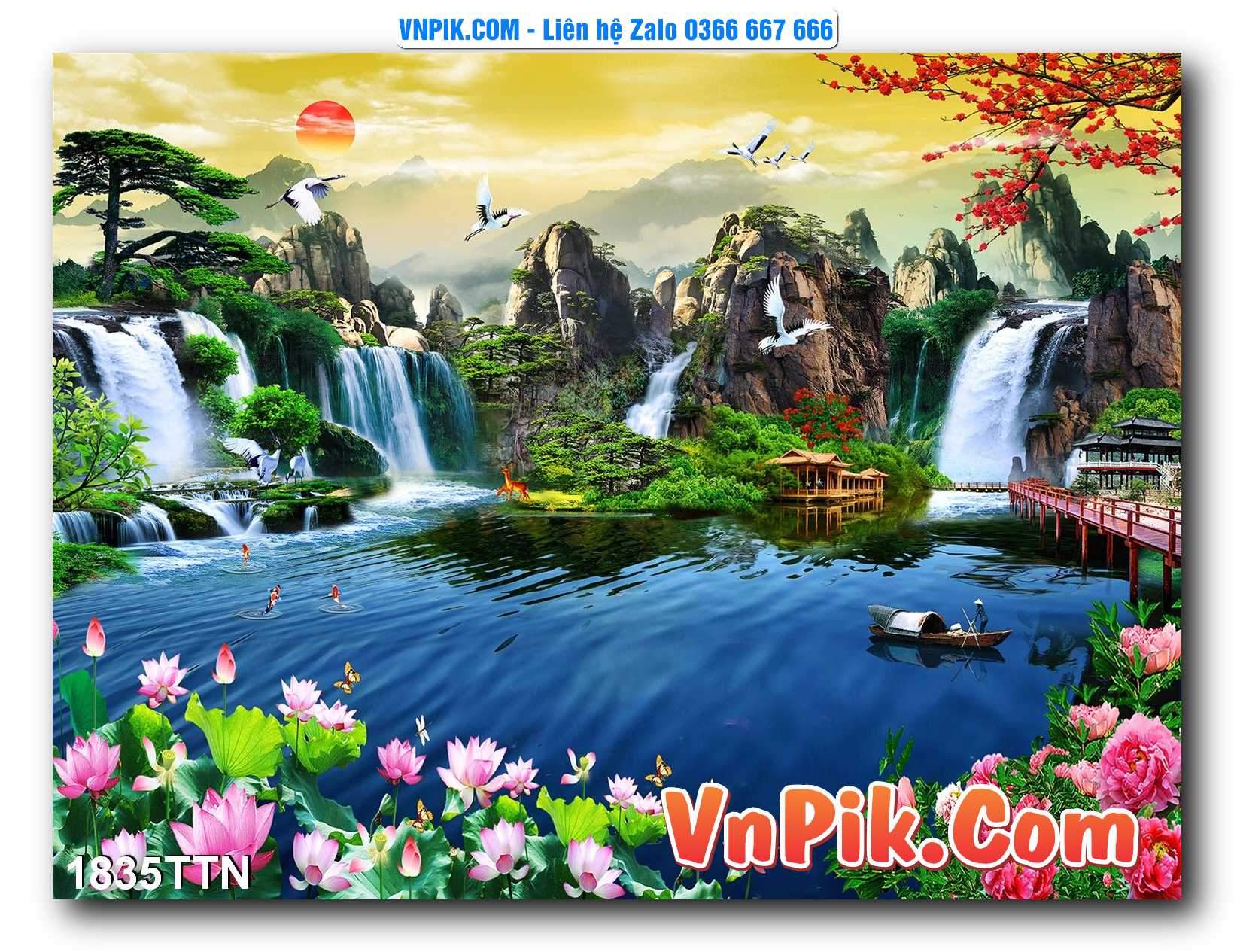 Tranh thác nước – Tranh phong thủy – Tranh treo tường mã 1835TTN