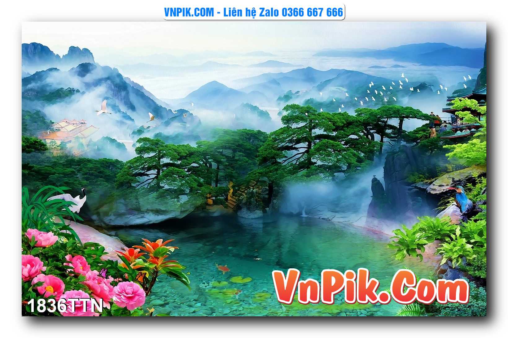 Tranh thác nước – Tranh phong thủy – Tranh treo tường mã 1836TTN