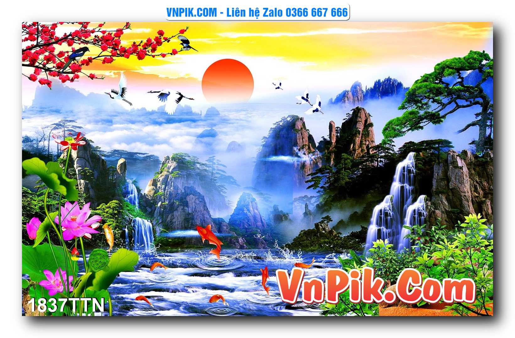 Tranh thác nước – Tranh phong thủy – Tranh treo tường mã 1837TTN