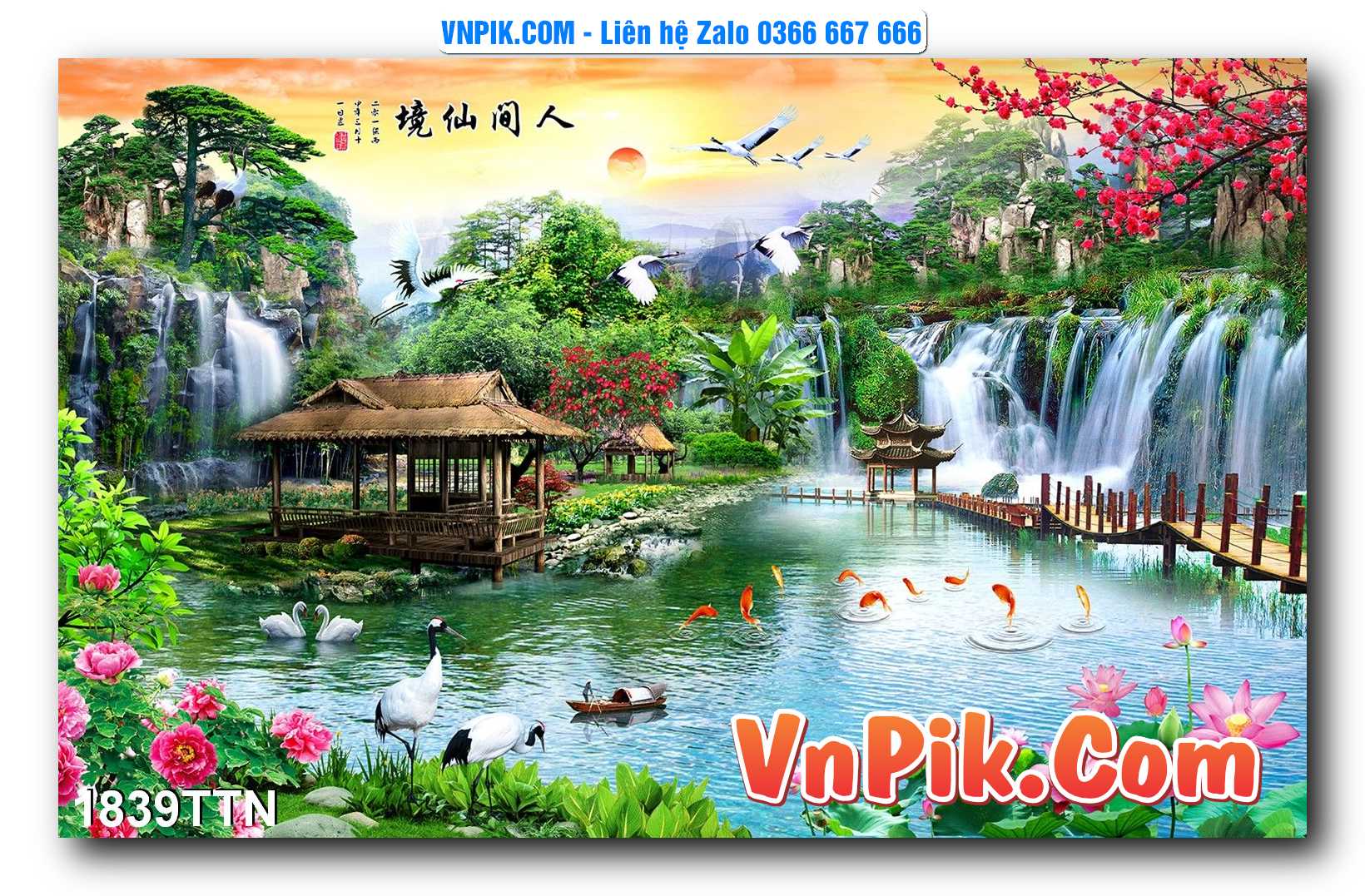 Tranh thác nước – Tranh phong thủy – Tranh treo tường mã 1839TTN