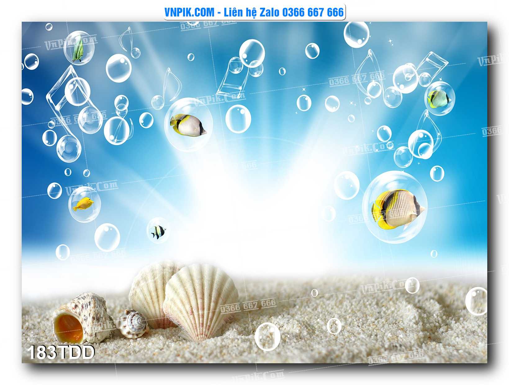 Tranh đại dương – cá heo 3D – tranh bể cá 183TDD