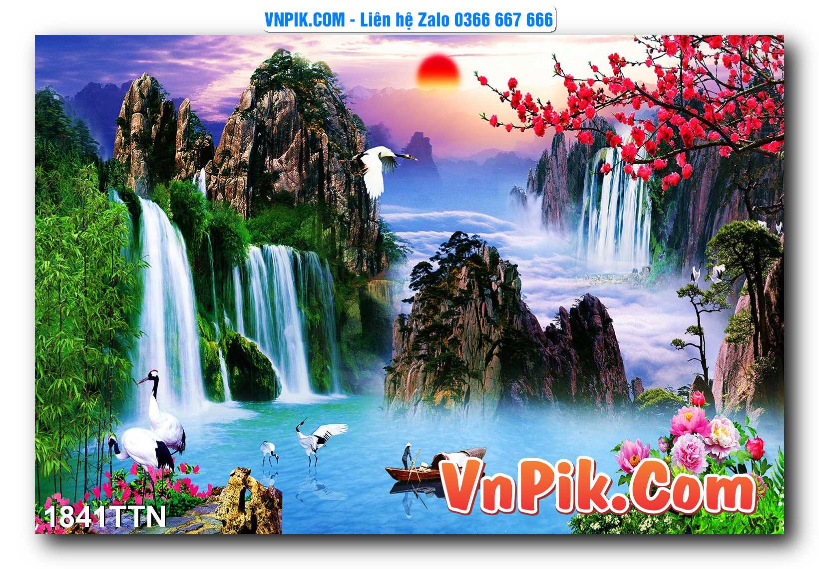 Tranh thác nước – Tranh phong thủy – Tranh treo tường mã 1841TTN