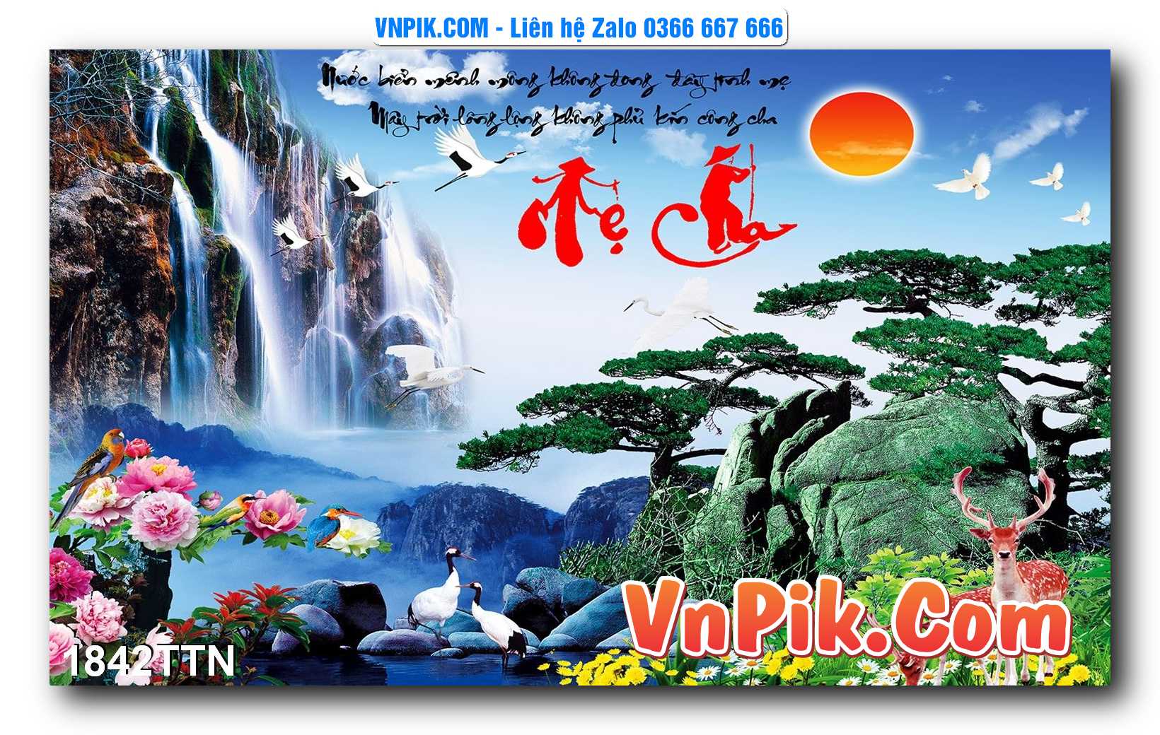 Tranh thác nước – Tranh phong thủy – Tranh treo tường mã 1842TTN
