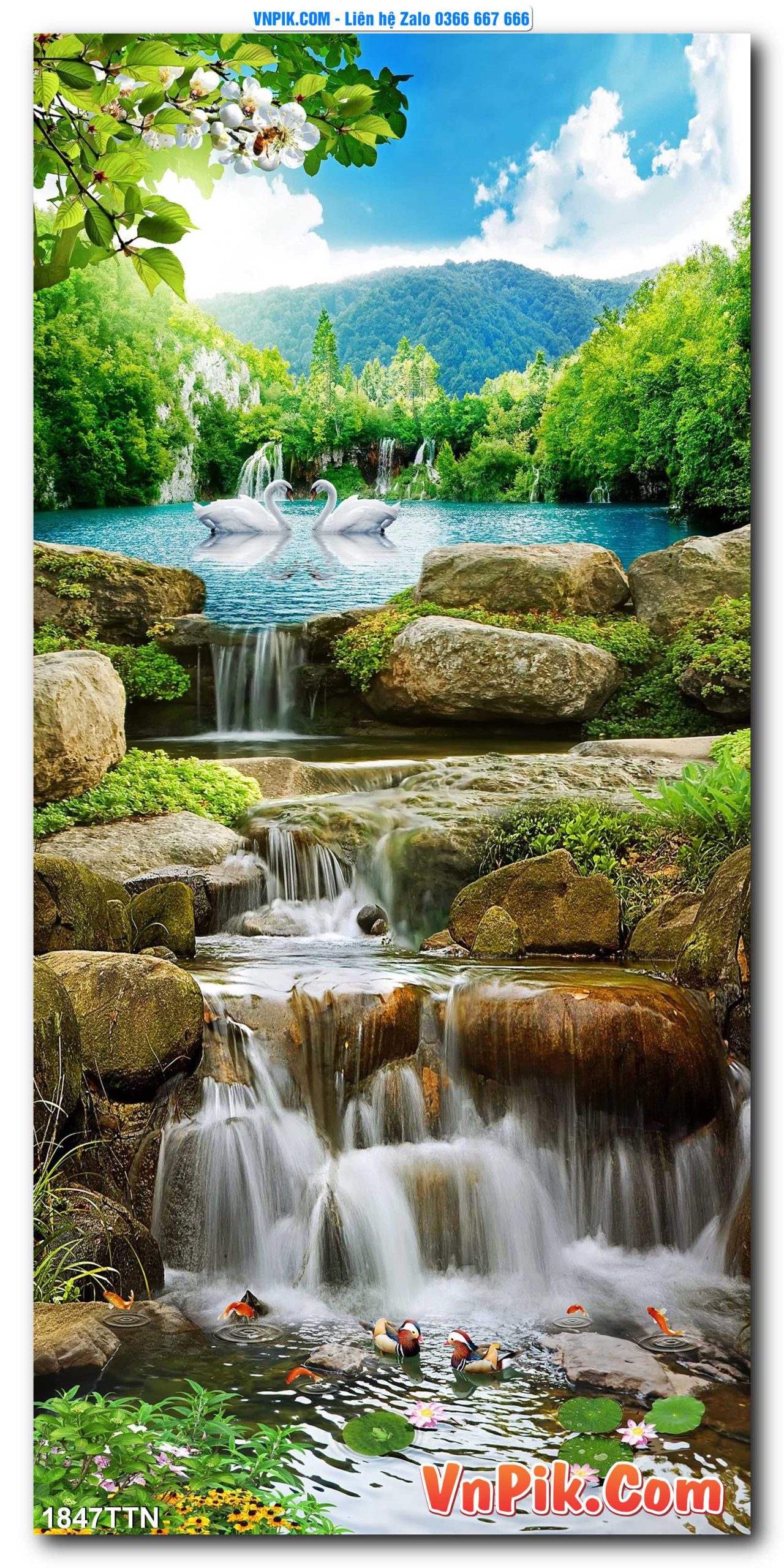 Tranh thác nước – Tranh phong thủy – Tranh treo tường mã 1847TTN