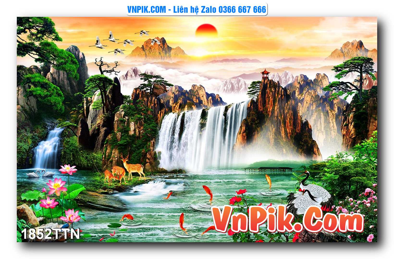 Tranh thác nước – Tranh phong thủy – Tranh treo tường mã 1852TTN