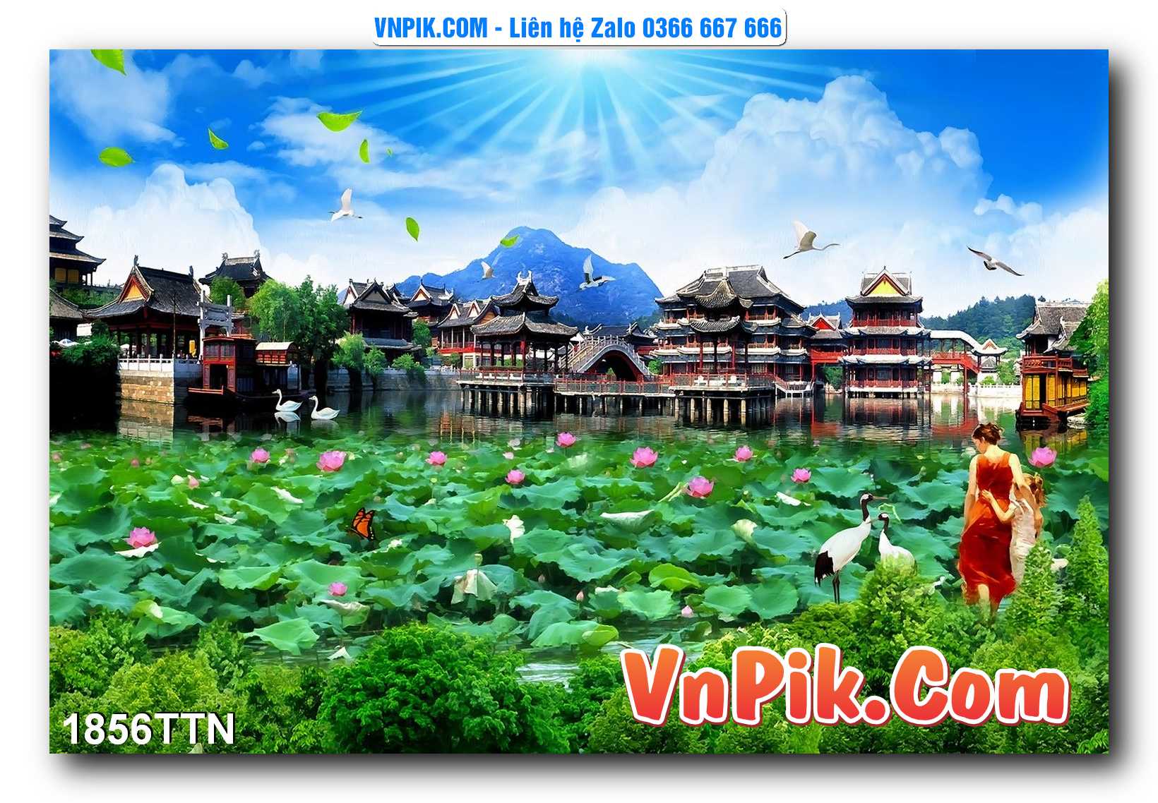 Tranh thác nước – Tranh phong thủy – Tranh treo tường mã 1856TTN