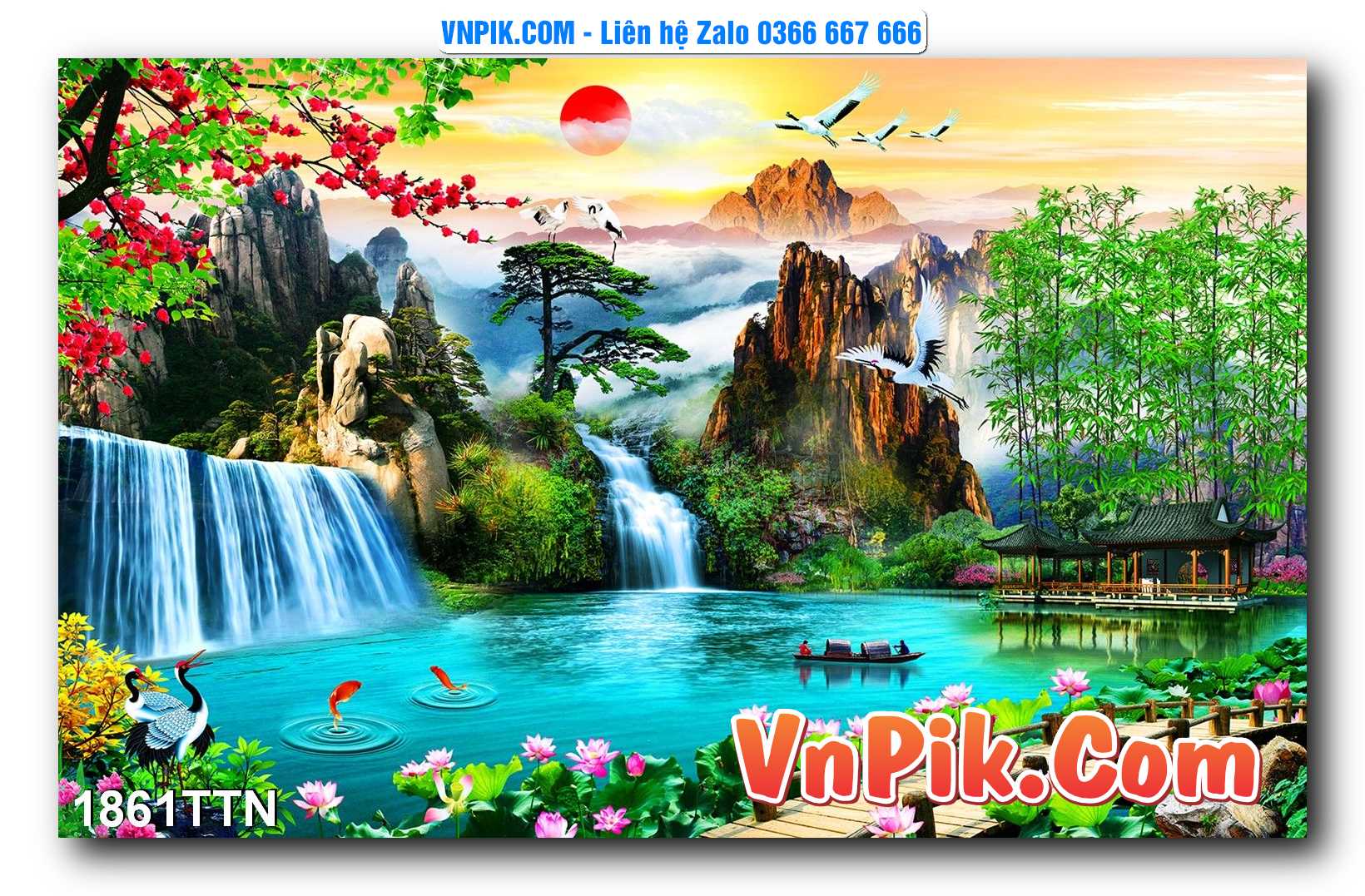 Tranh thác nước – Tranh phong thủy – Tranh treo tường mã 1861TTN