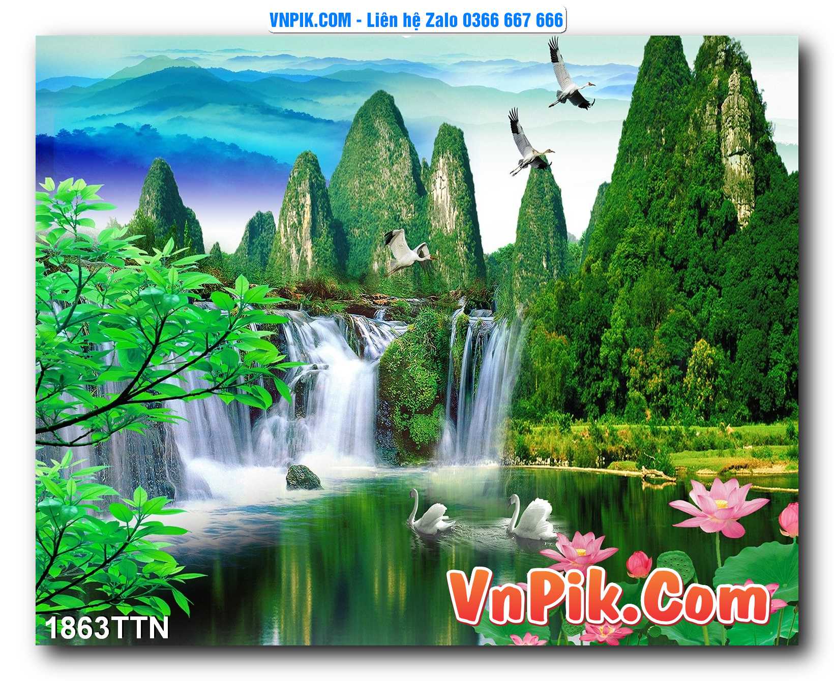 Tranh thác nước – Tranh phong thủy – Tranh treo tường mã 1863TTN