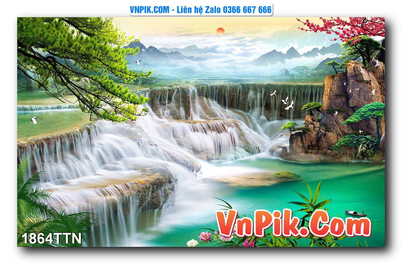 Tranh thác nước – Tranh phong thủy – Tranh treo tường mã 1864TTN