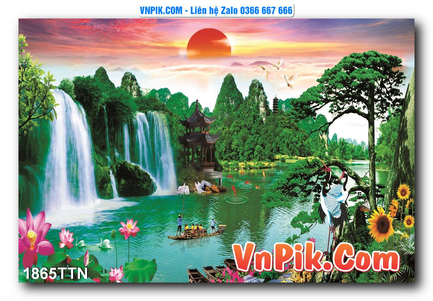 Tranh thác nước – Tranh phong thủy – Tranh treo tường mã 1865TTN