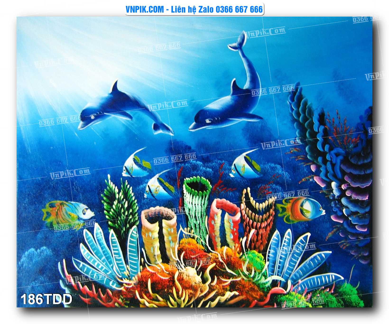 Tranh đại dương – cá heo 3D – tranh bể cá 186TDD
