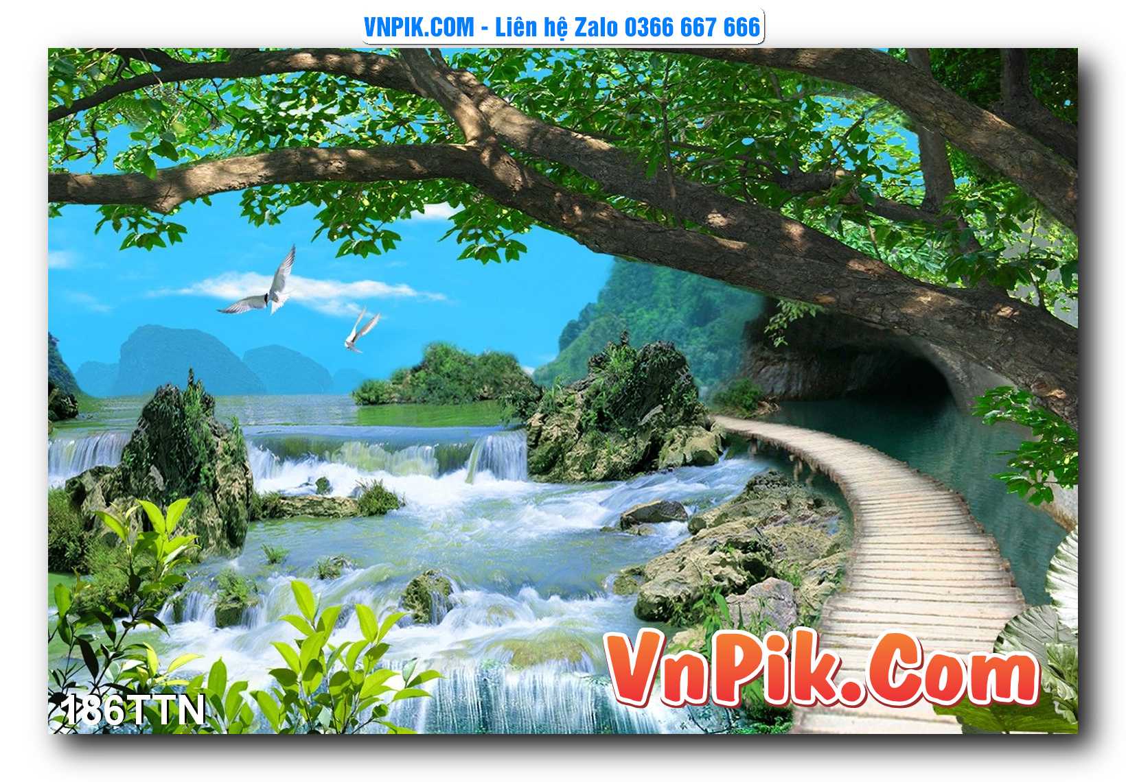 Tranh thác nước – Tranh phong thủy – Tranh treo tường mã 186TTN