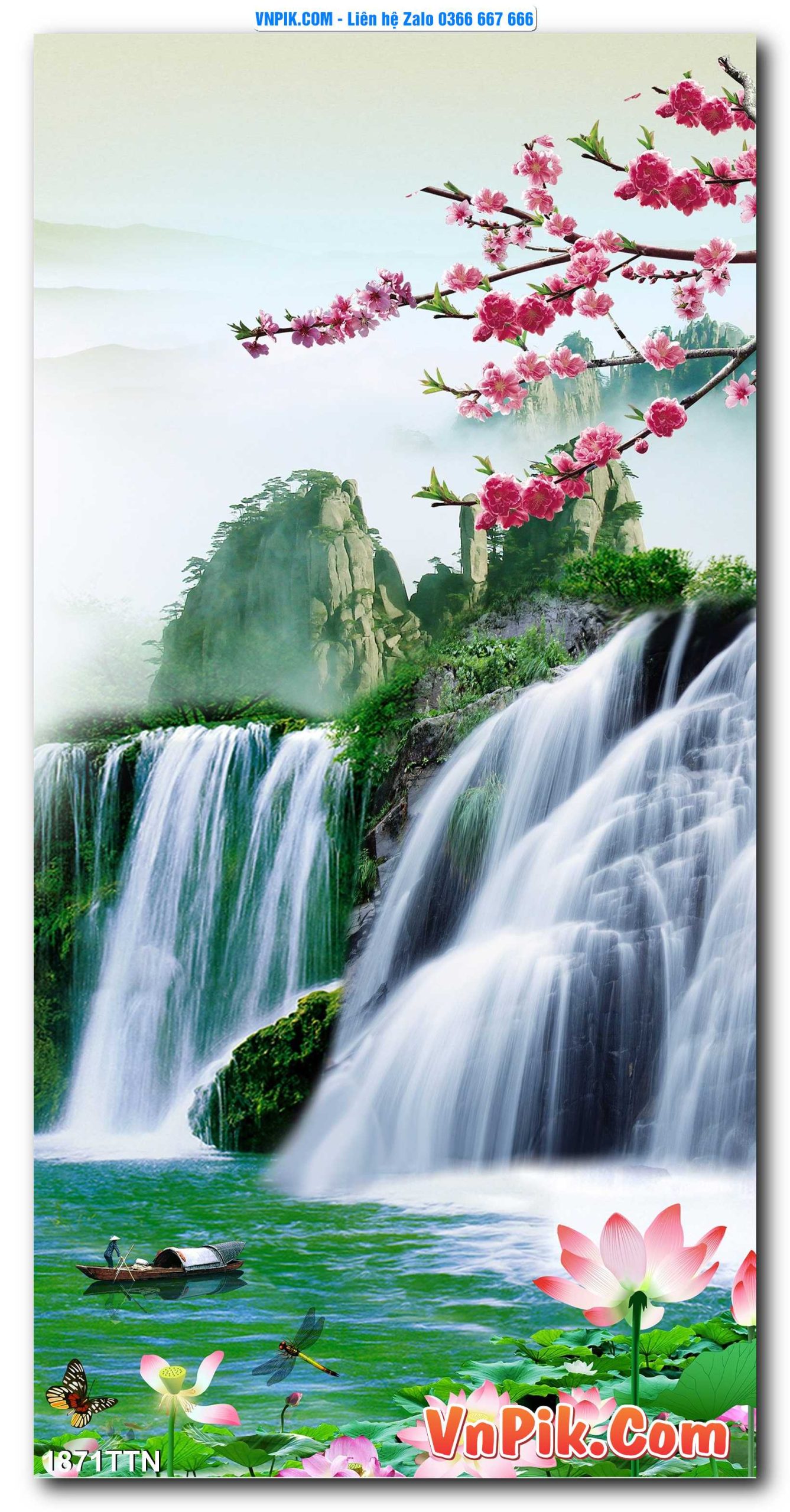 Tranh thác nước – Tranh phong thủy – Tranh treo tường mã 1871TTN