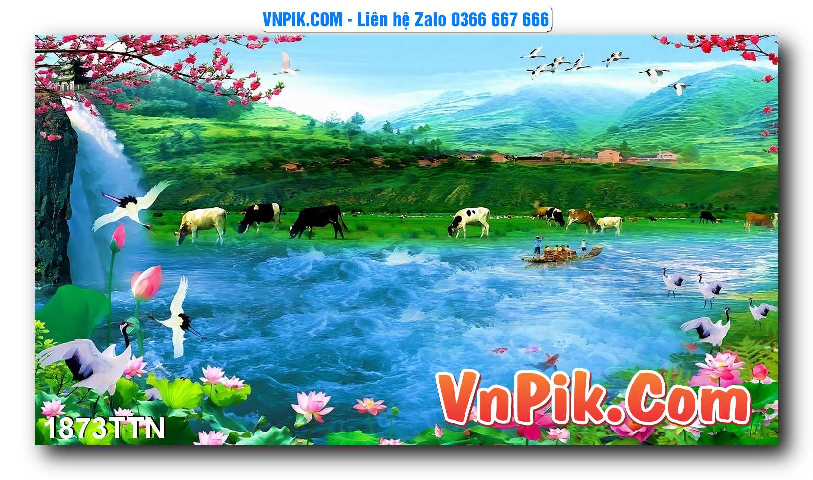 Tranh thác nước – Tranh phong thủy – Tranh treo tường mã 1873TTN