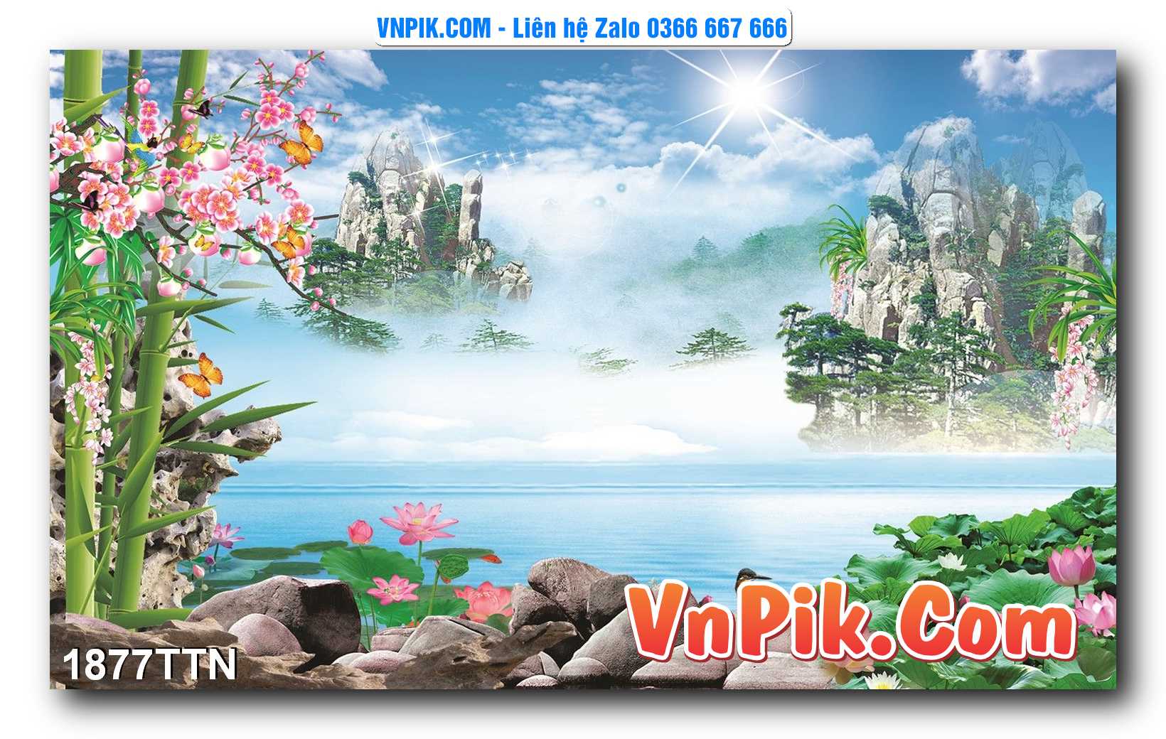 Tranh thác nước – Tranh phong thủy – Tranh treo tường mã 1877TTN
