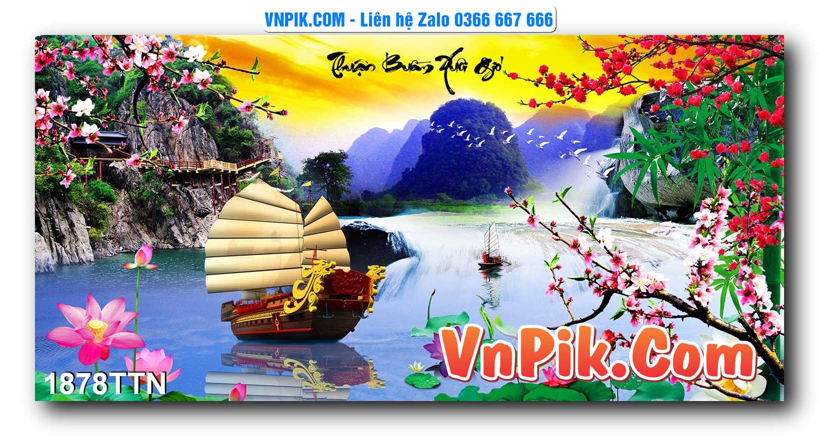 Tranh thác nước – Tranh phong thủy – Tranh treo tường mã 1878TTN
