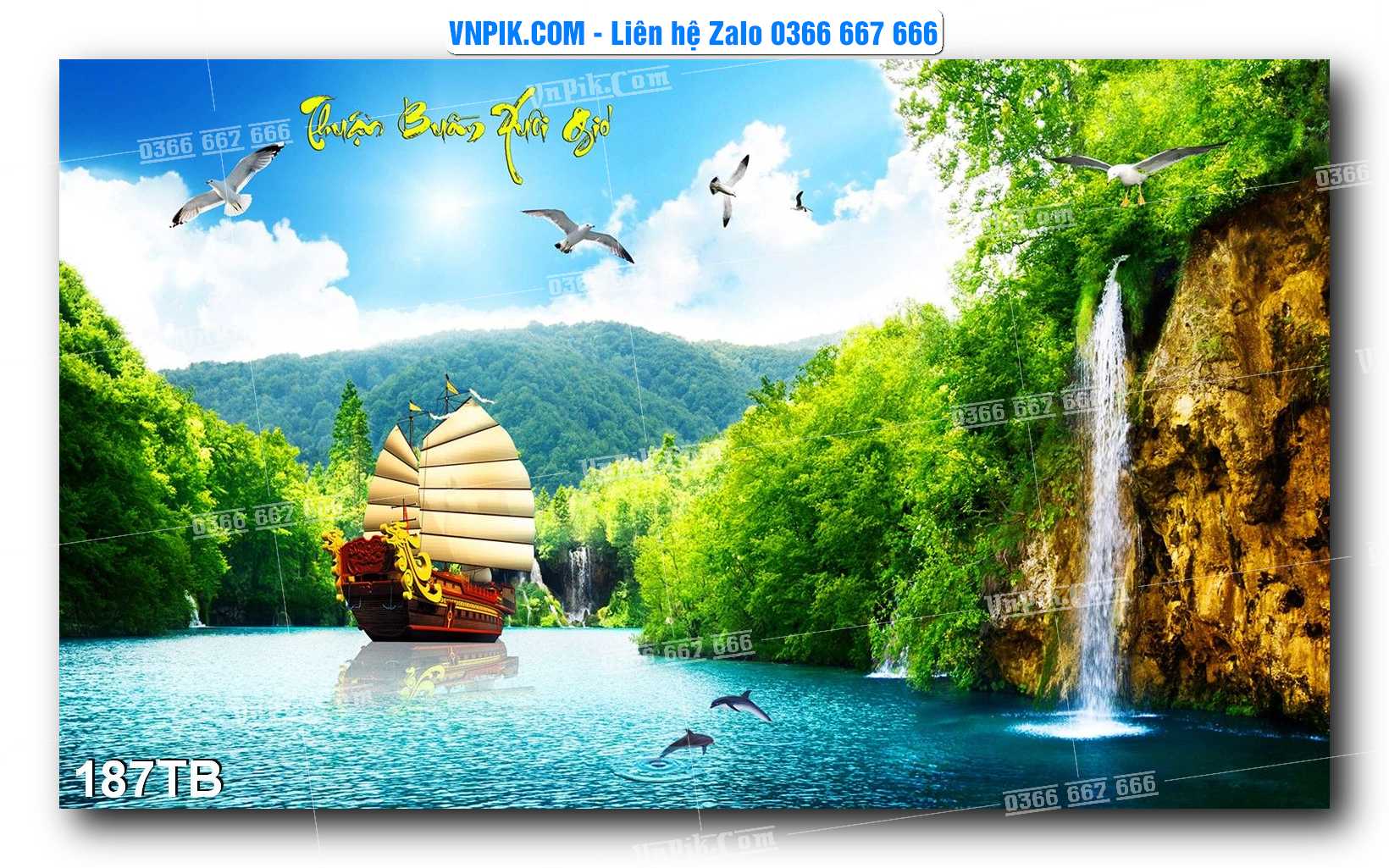 Tranh thuận buồm xuôi gió file PSD mẫu 187TB