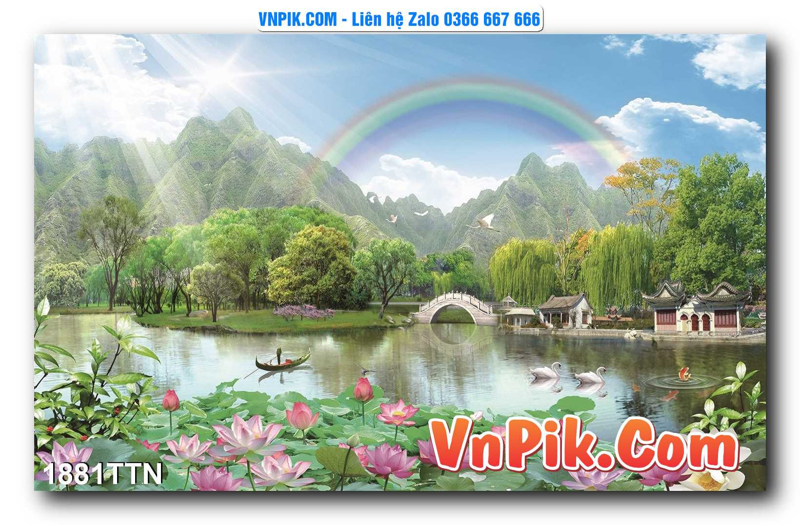 Tranh thác nước – Tranh phong thủy – Tranh treo tường mã 1881TTN