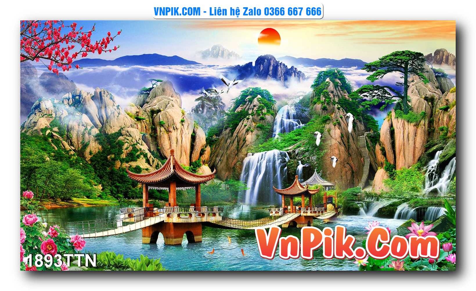 Tranh thác nước – Tranh phong thủy – Tranh treo tường mã 1893TTN