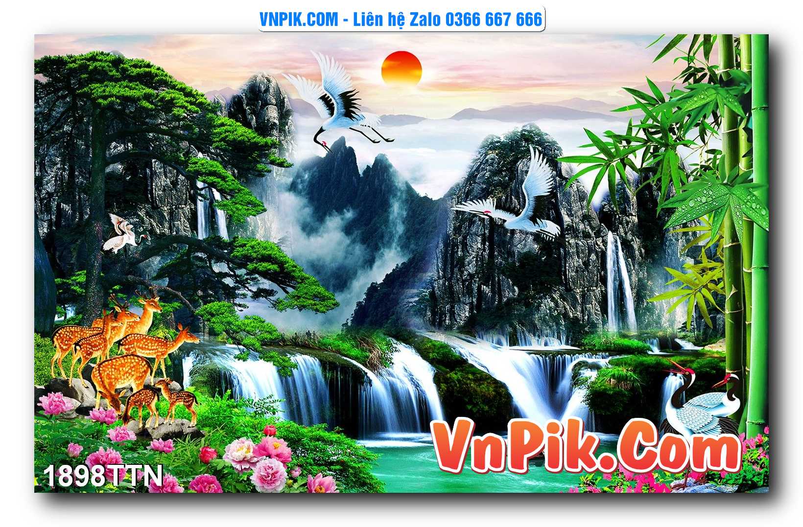 Tranh thác nước – Tranh phong thủy – Tranh treo tường mã 1898TTN