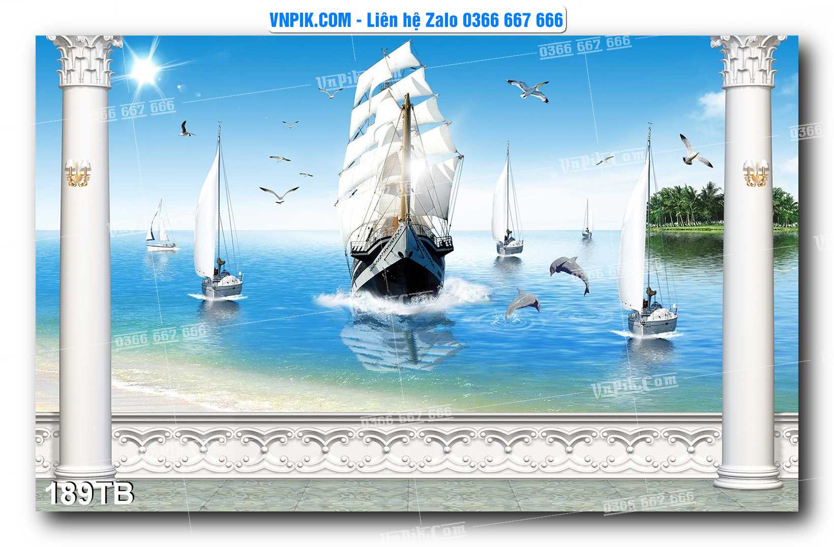 Tranh thuận buồm xuôi gió file PSD mẫu 189TB