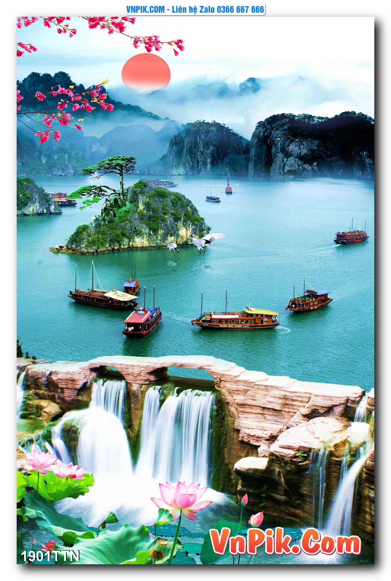 Tranh thác nước – Tranh phong thủy – Tranh treo tường mã 1901TTN