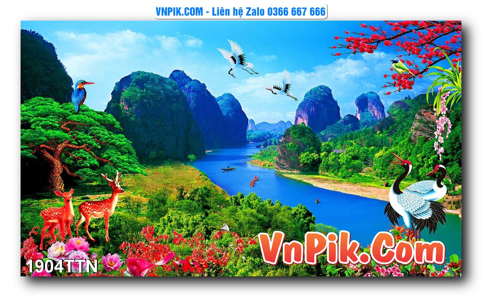 Tranh thác nước – Tranh phong thủy – Tranh treo tường mã 1904TTN