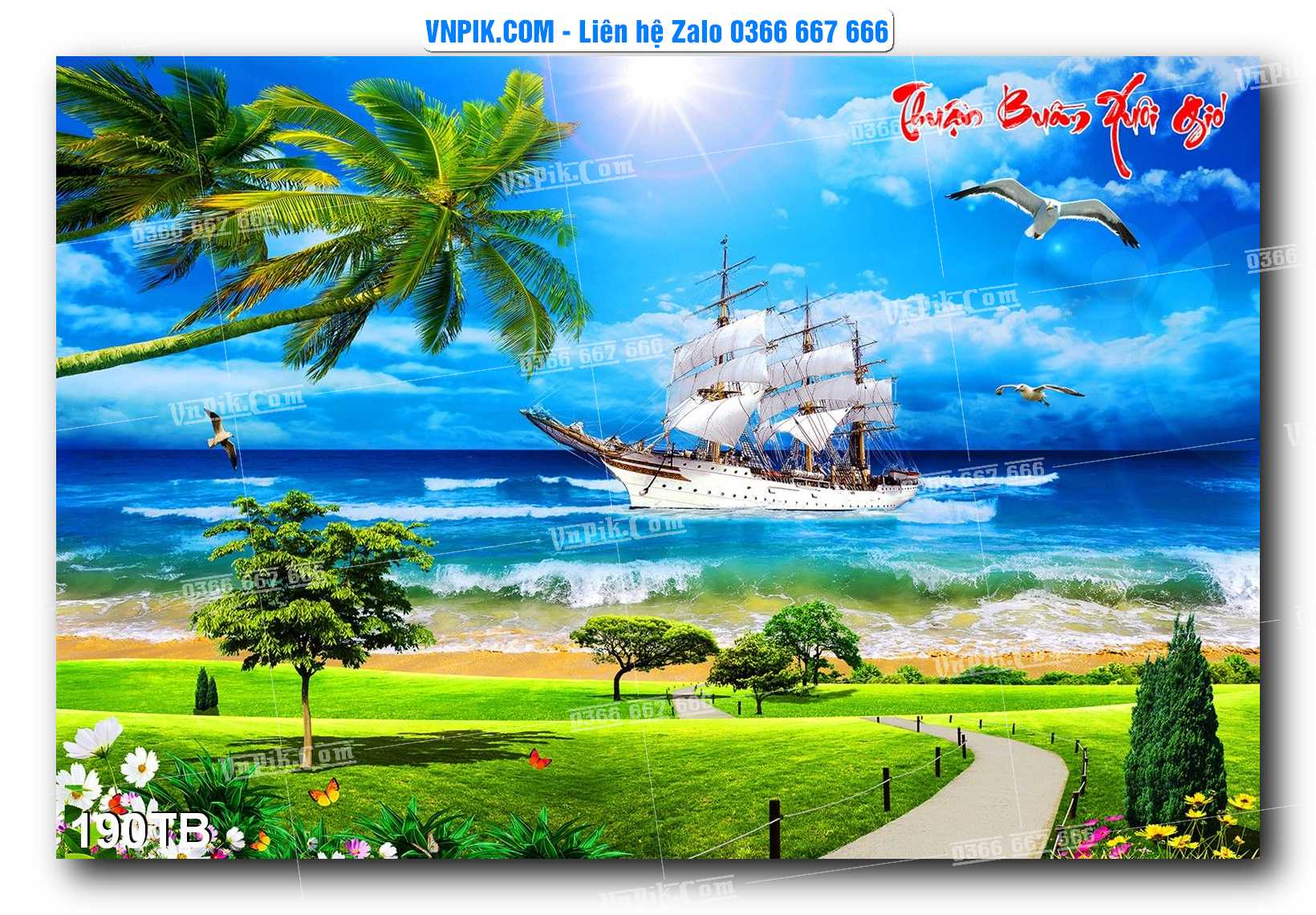 Tranh thuận buồm xuôi gió file PSD mẫu 190TB