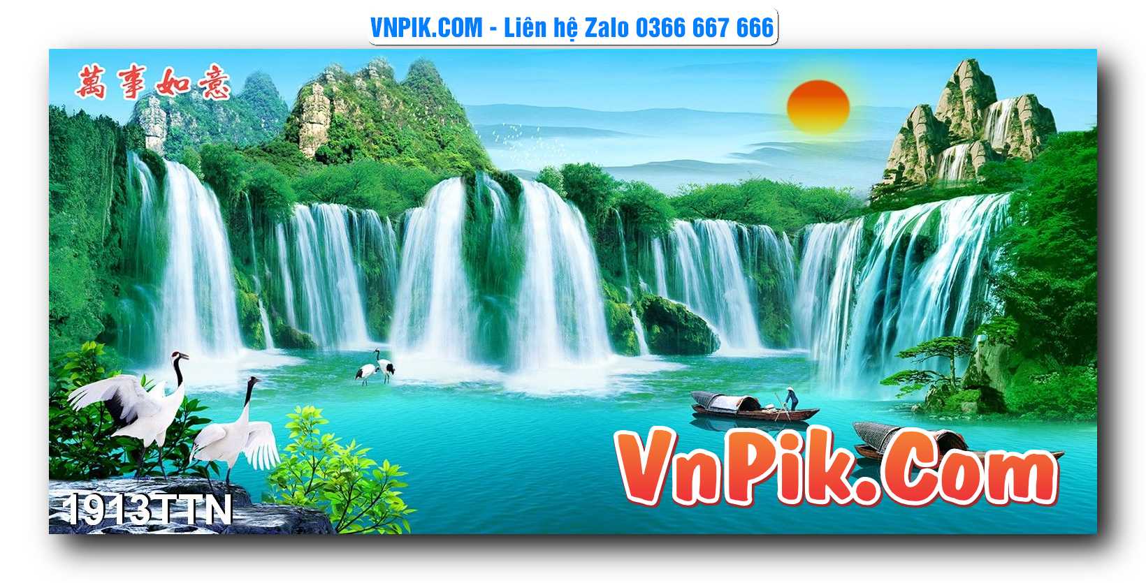 Tranh thác nước – Tranh phong thủy – Tranh treo tường mã 1913TTN