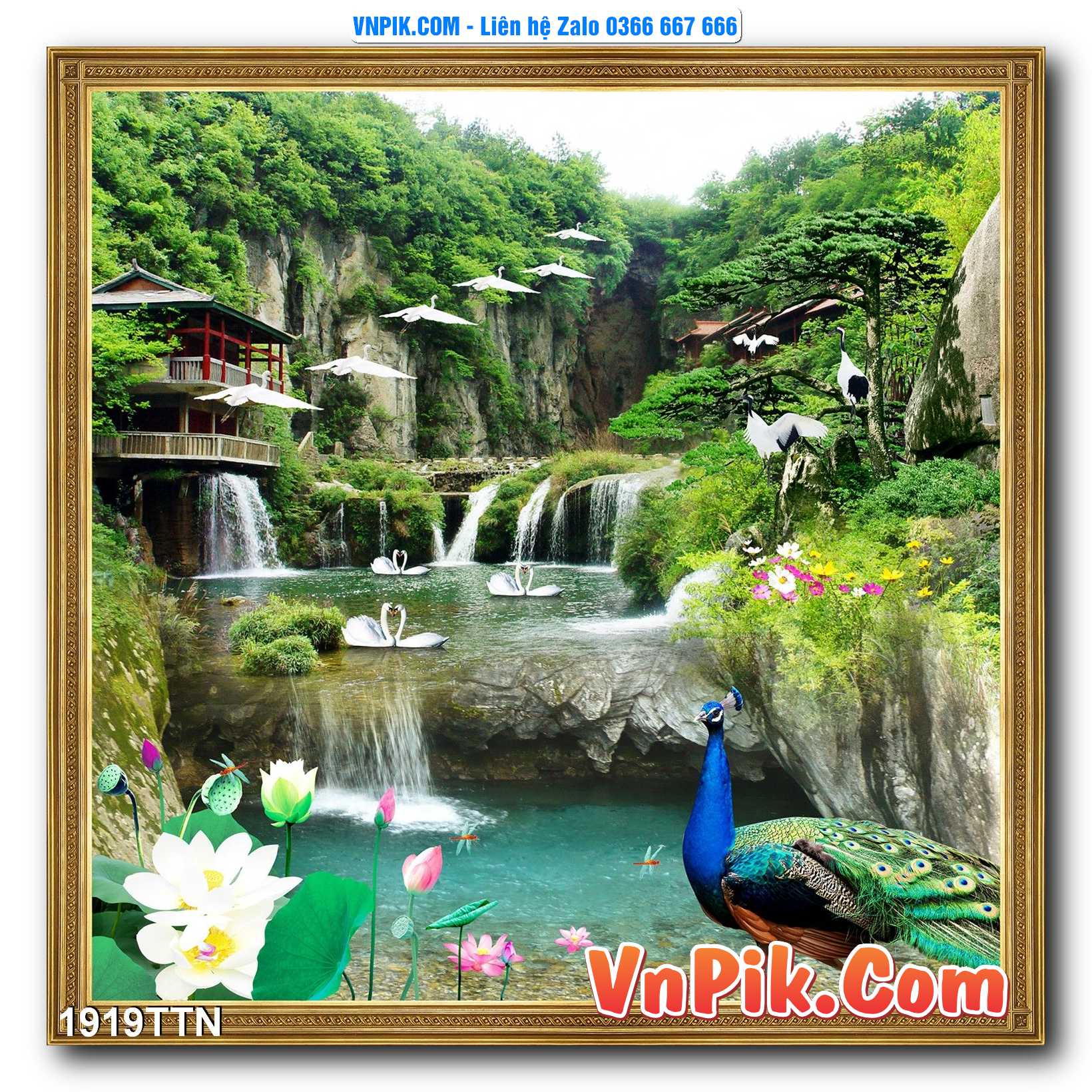Tranh thác nước – Tranh phong thủy – Tranh treo tường mã 1919TTN