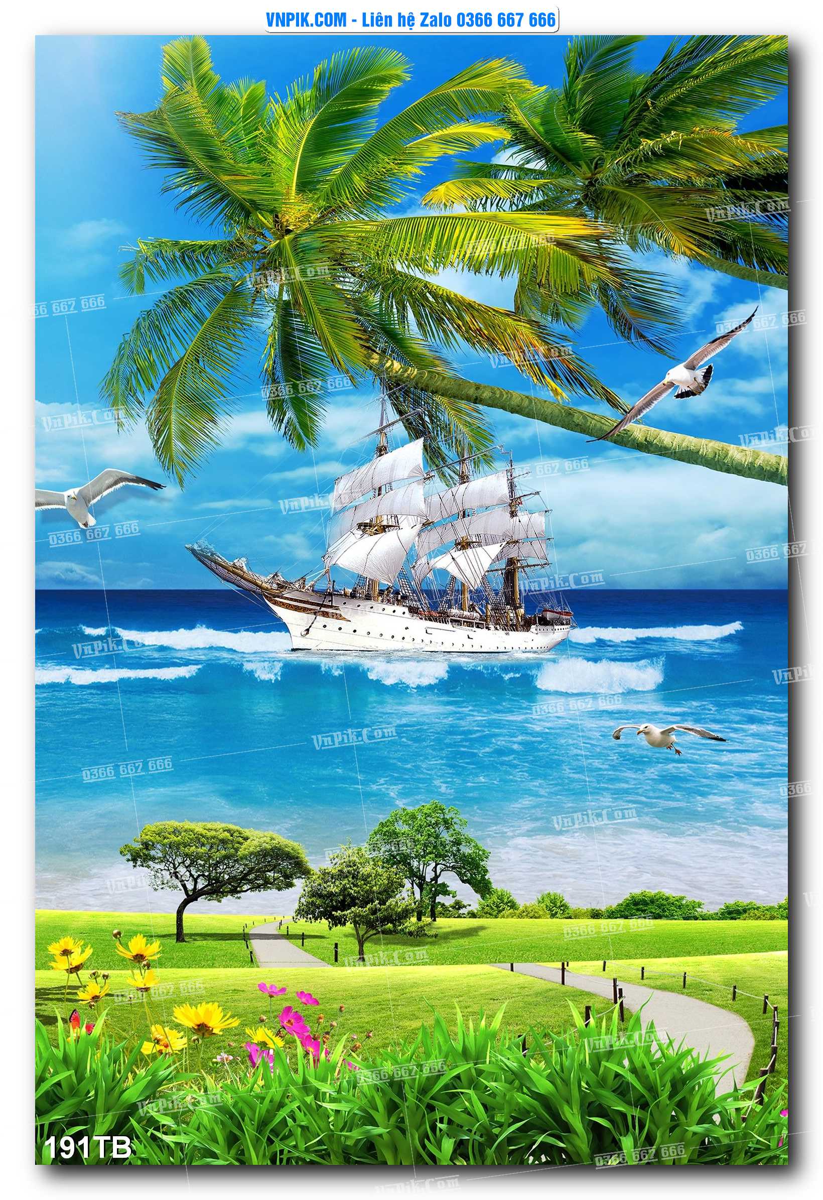 Tranh thuận buồm xuôi gió file PSD mẫu 191TB