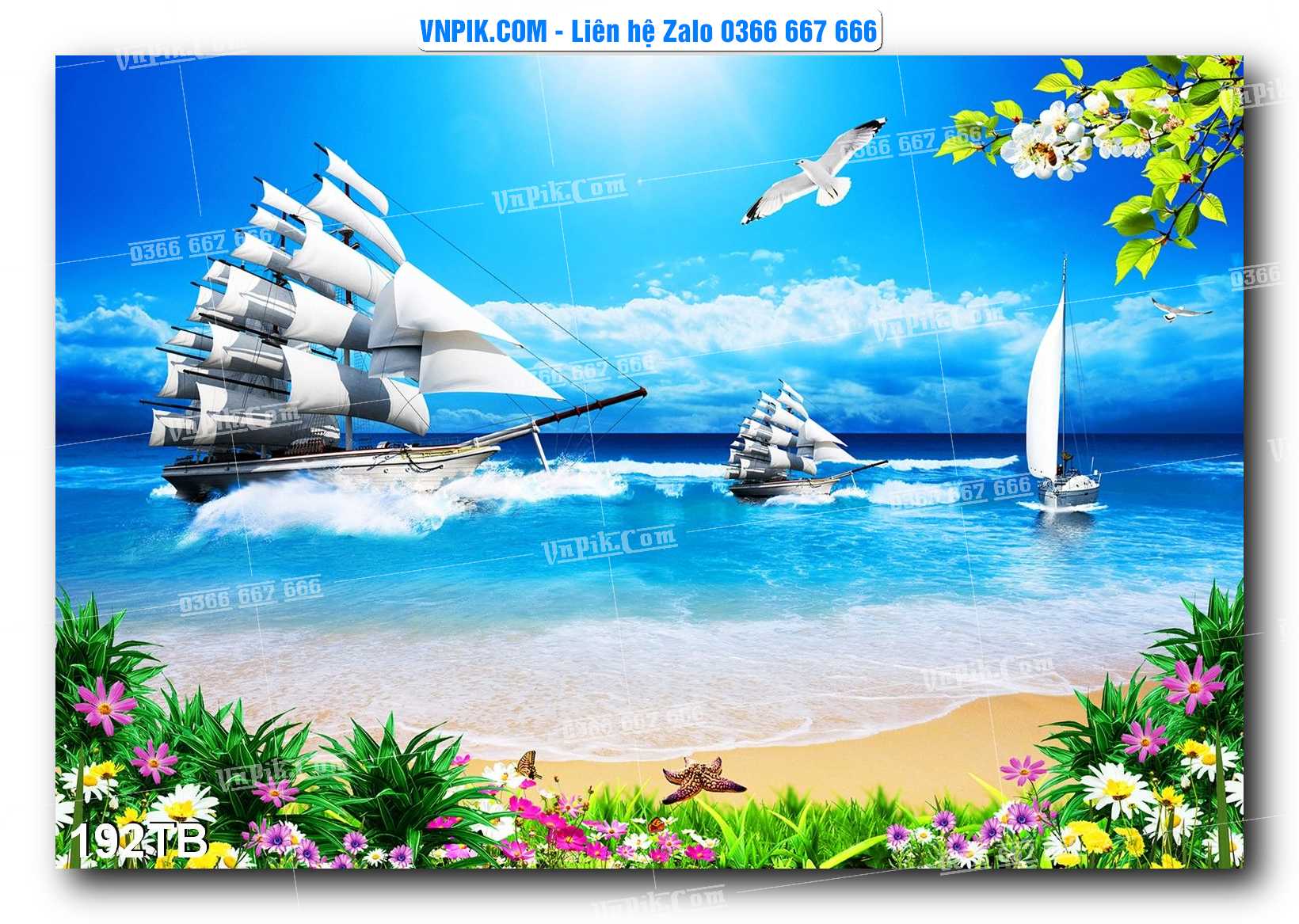 Tranh thuận buồm xuôi gió file PSD mẫu 192TB