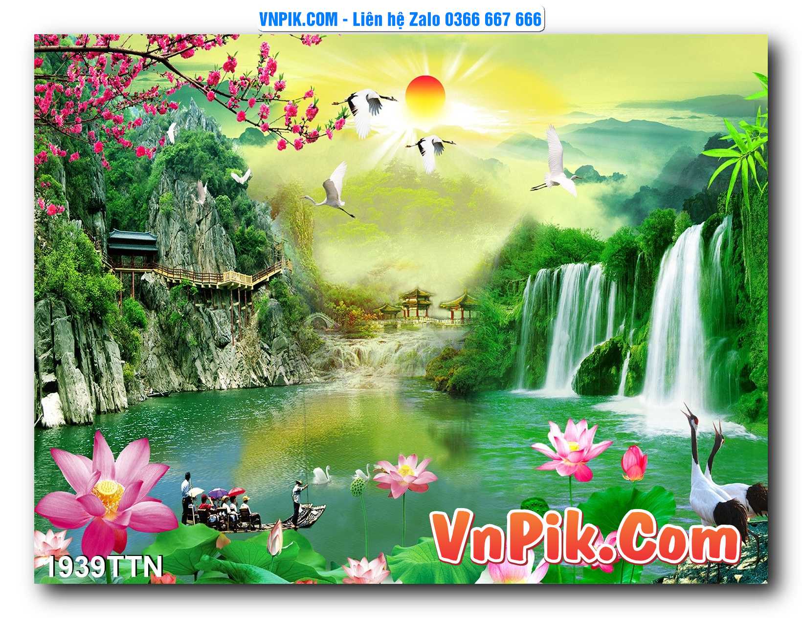 Tranh thác nước – Tranh phong thủy – Tranh treo tường mã 1939TTN