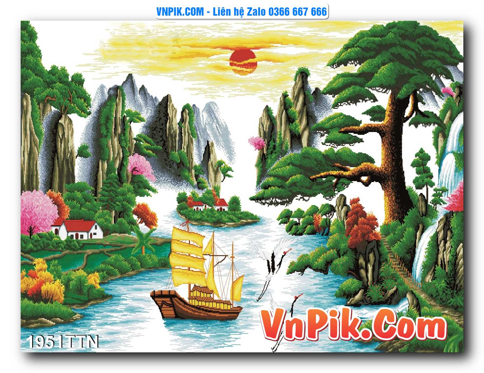 Tranh thác nước – Tranh phong thủy – Tranh treo tường mã 1951TTN