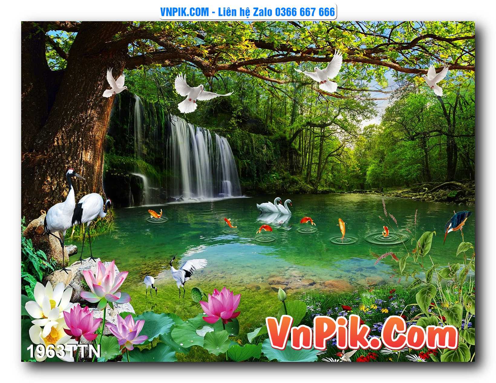 Tranh thác nước – Tranh phong thủy – Tranh treo tường mã 1963TTN