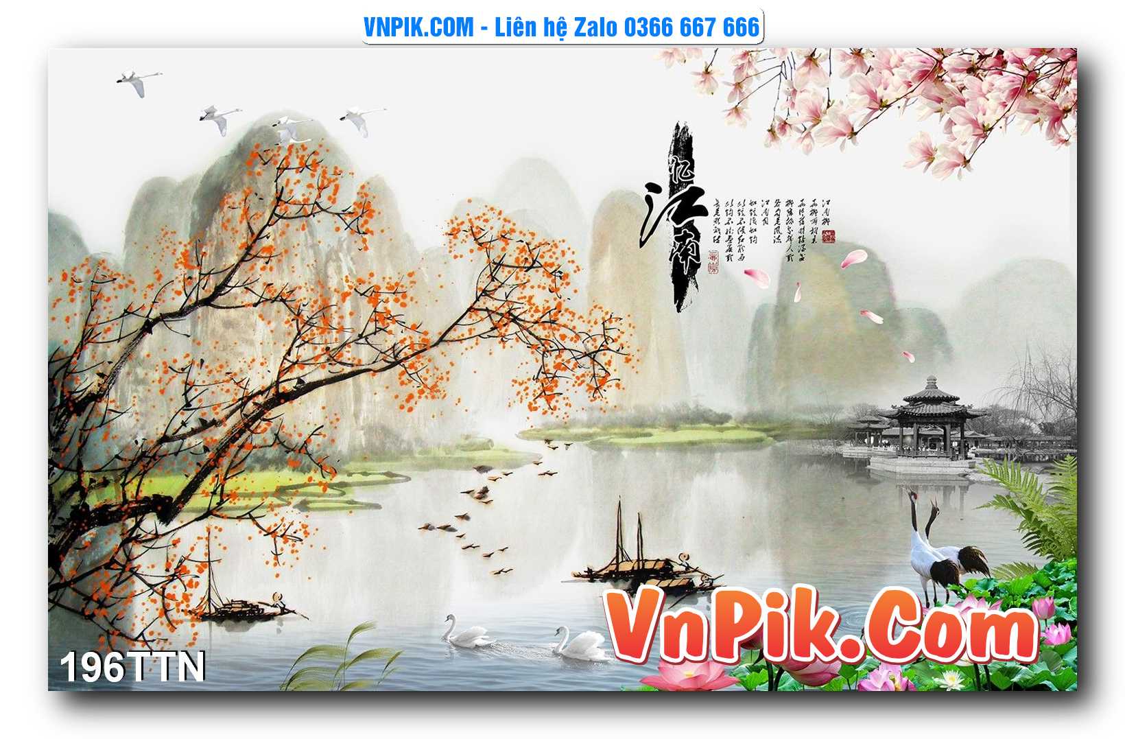 Tranh thác nước – Tranh phong thủy – Tranh treo tường mã 196TTN